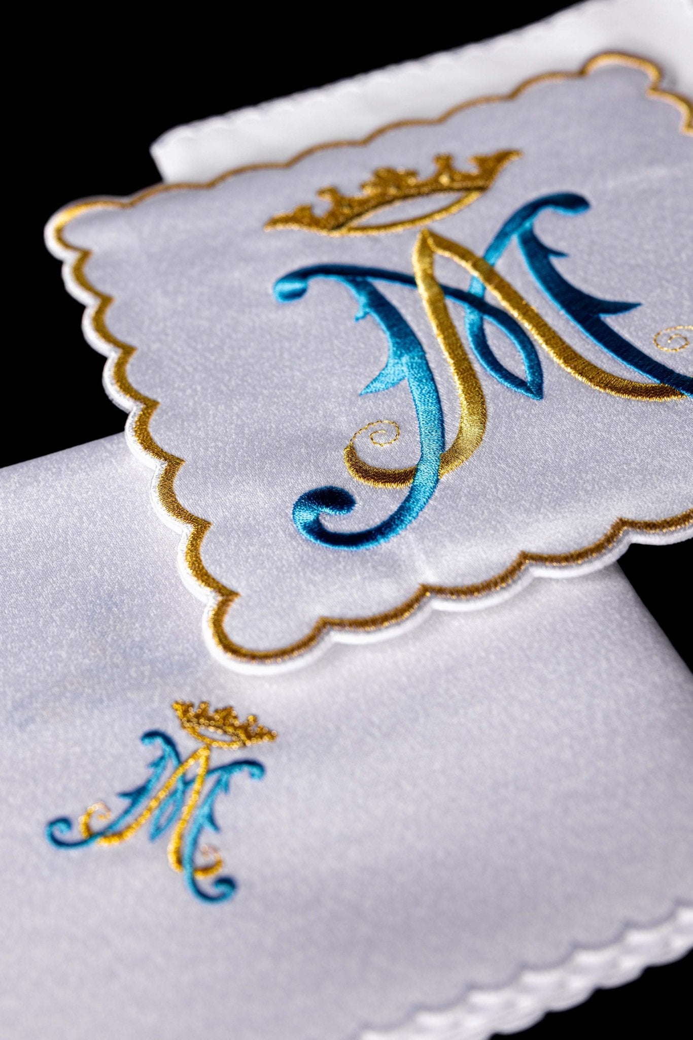 Chalice Linens with blue marian symbol KK/183 - CHASUBLES.COM