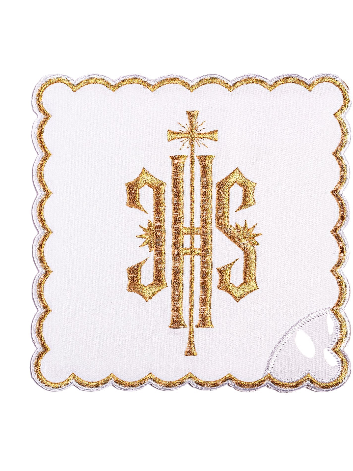 Chalice Linens with Golden Trim and IHS Embroidery KK/029/04 - HAFTINAUSA.COM