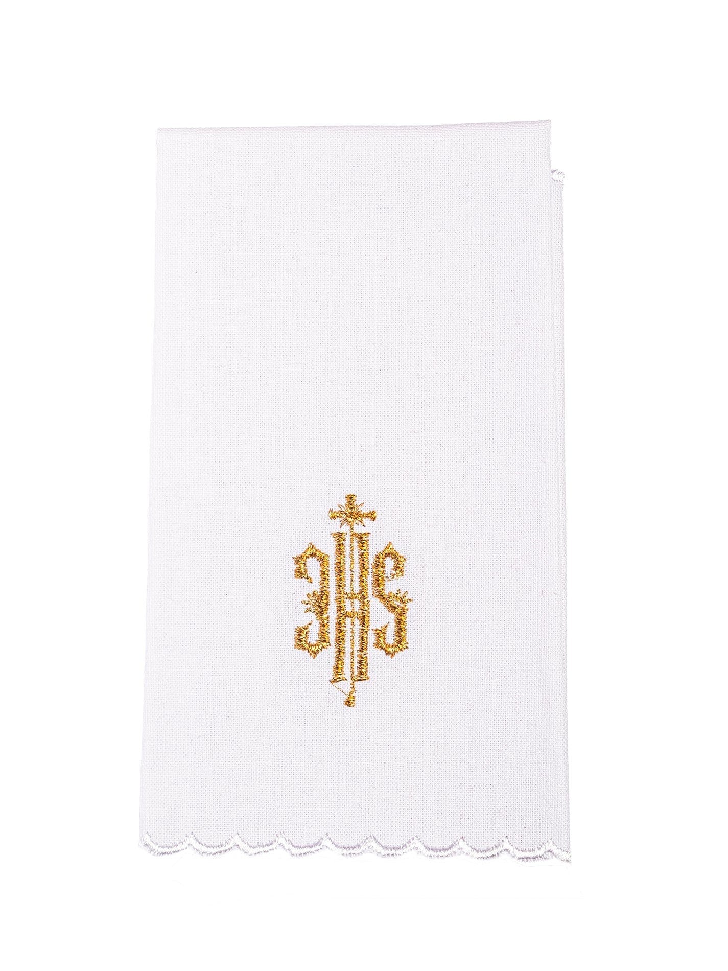 Chalice Linens with Golden Trim and IHS Embroidery KK/029/04 - HAFTINAUSA.COM