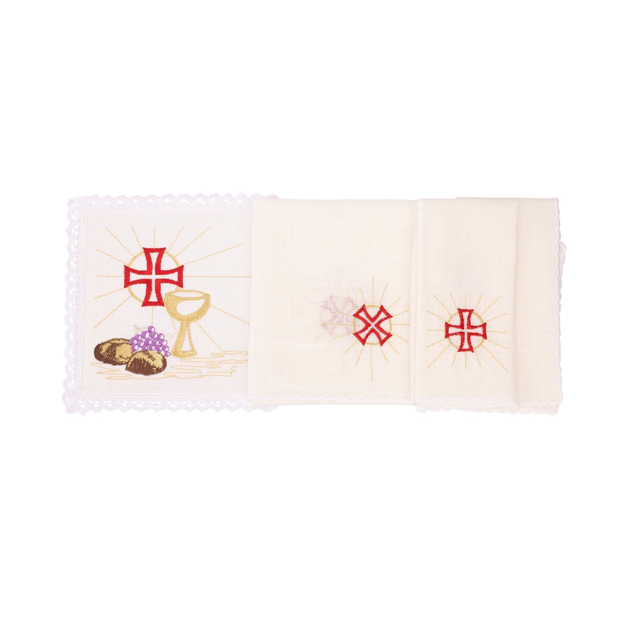 Chalice linens with red embroidery KKL/050/04/LEN - HAFTINAUSA.COM
