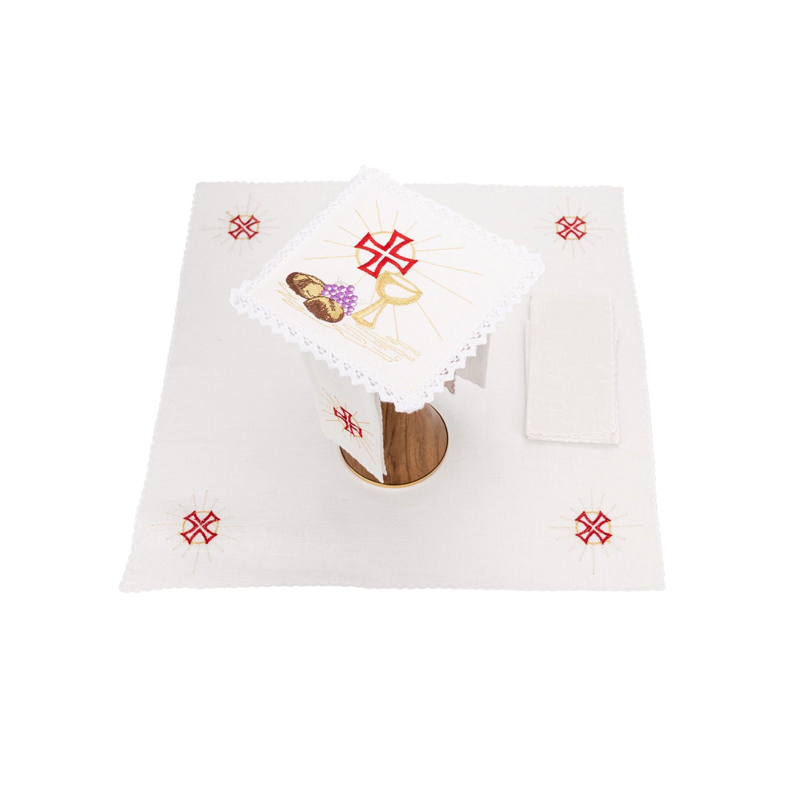 Chalice linens with red embroidery KKL/050/04/LEN - HAFTINAUSA.COM