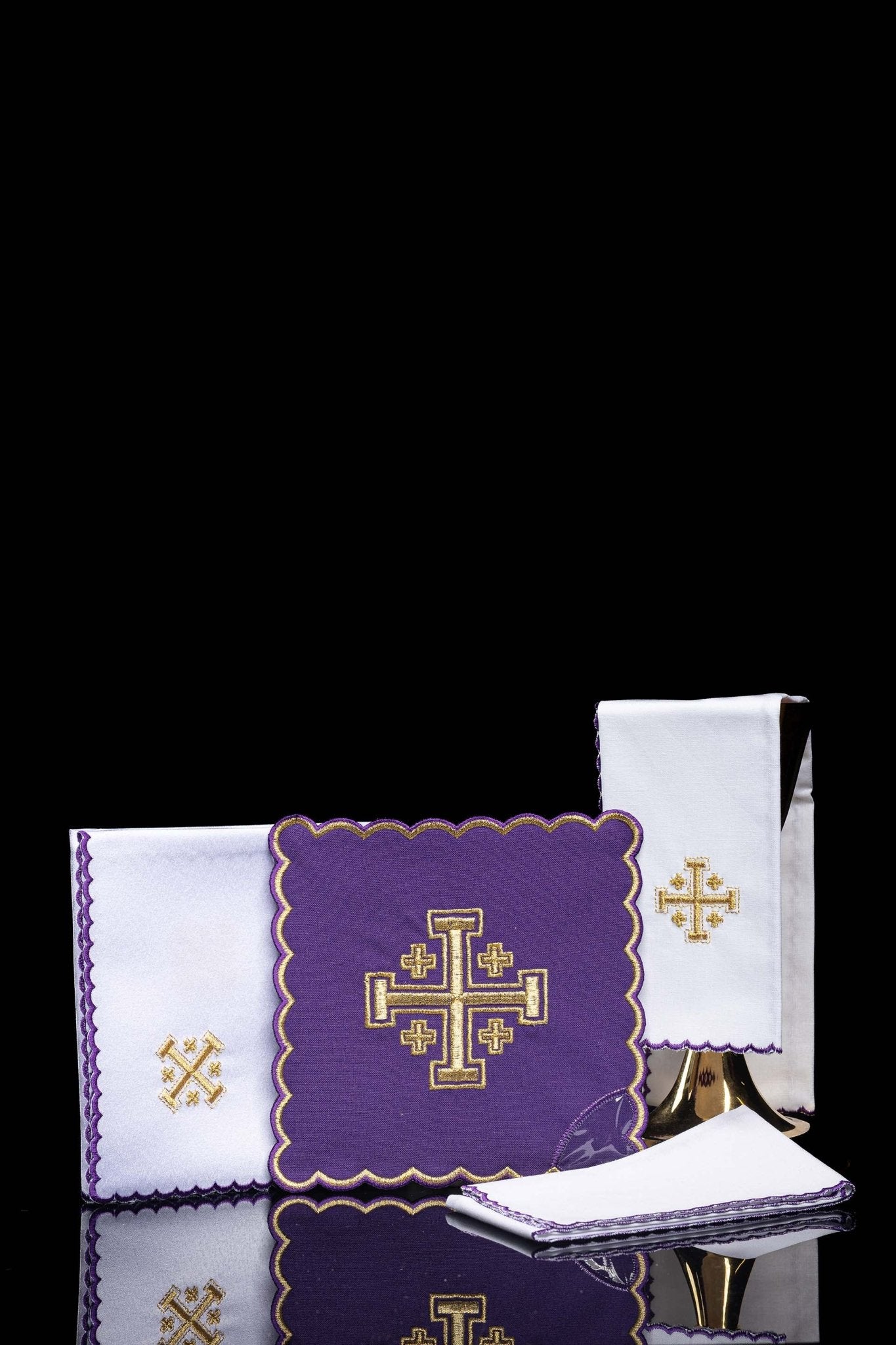 Chalice Set with purple Pall and Jerusalem Cross embroidery KK/030/03 - CHASUBLES.COM