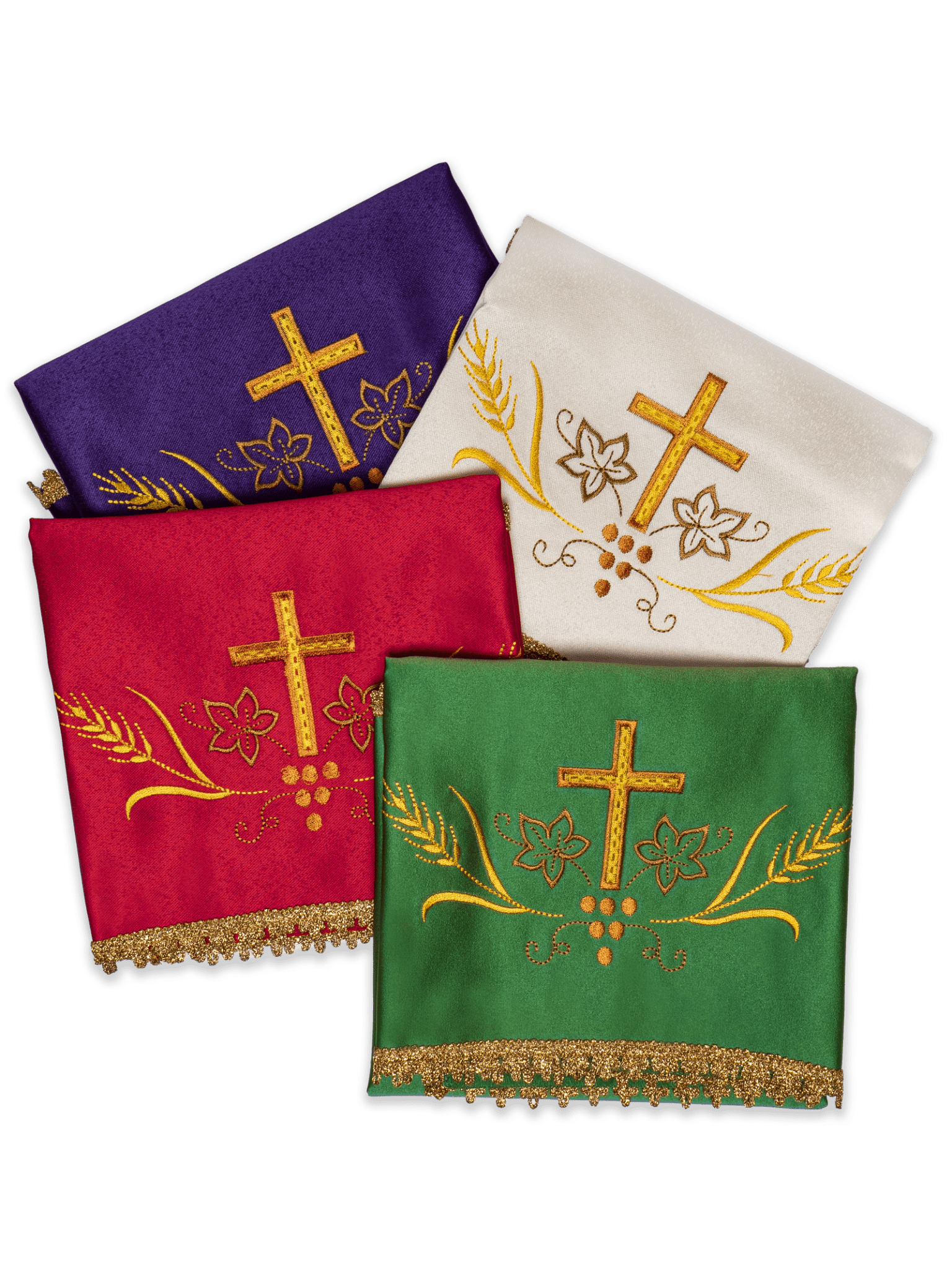 Chalice veils with cross and grapes set of 4 pieces KWB/005/20 50X50 (4szt.) - HAFTINAUSA.COM