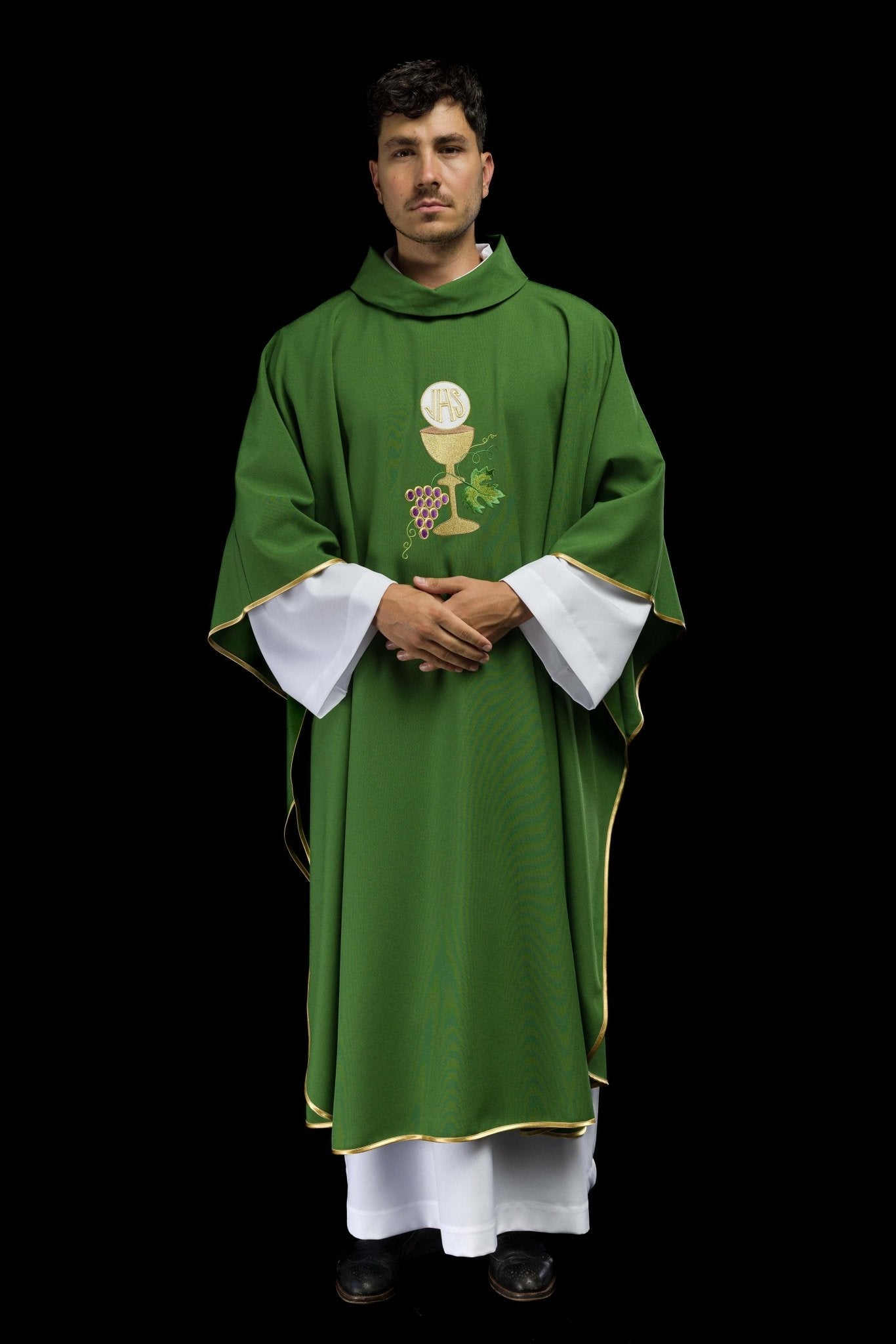 Chasuble Chalice Cross and Grapes in green KOR/208/01/12 ZIELONY - CHASUBLES.COM
