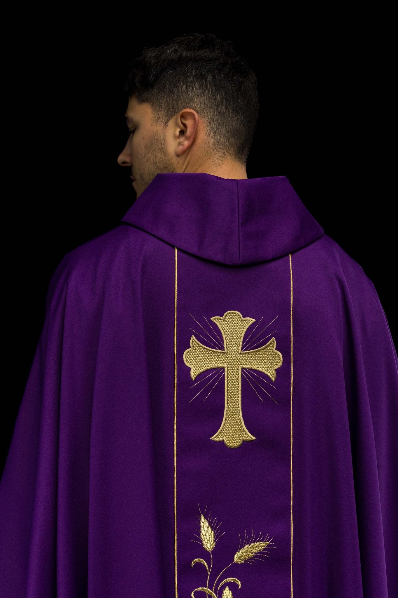 Chasuble Cross and Ears of Wheat in purple KOR/375/03/53 FIOLET - CHASUBLES.COM