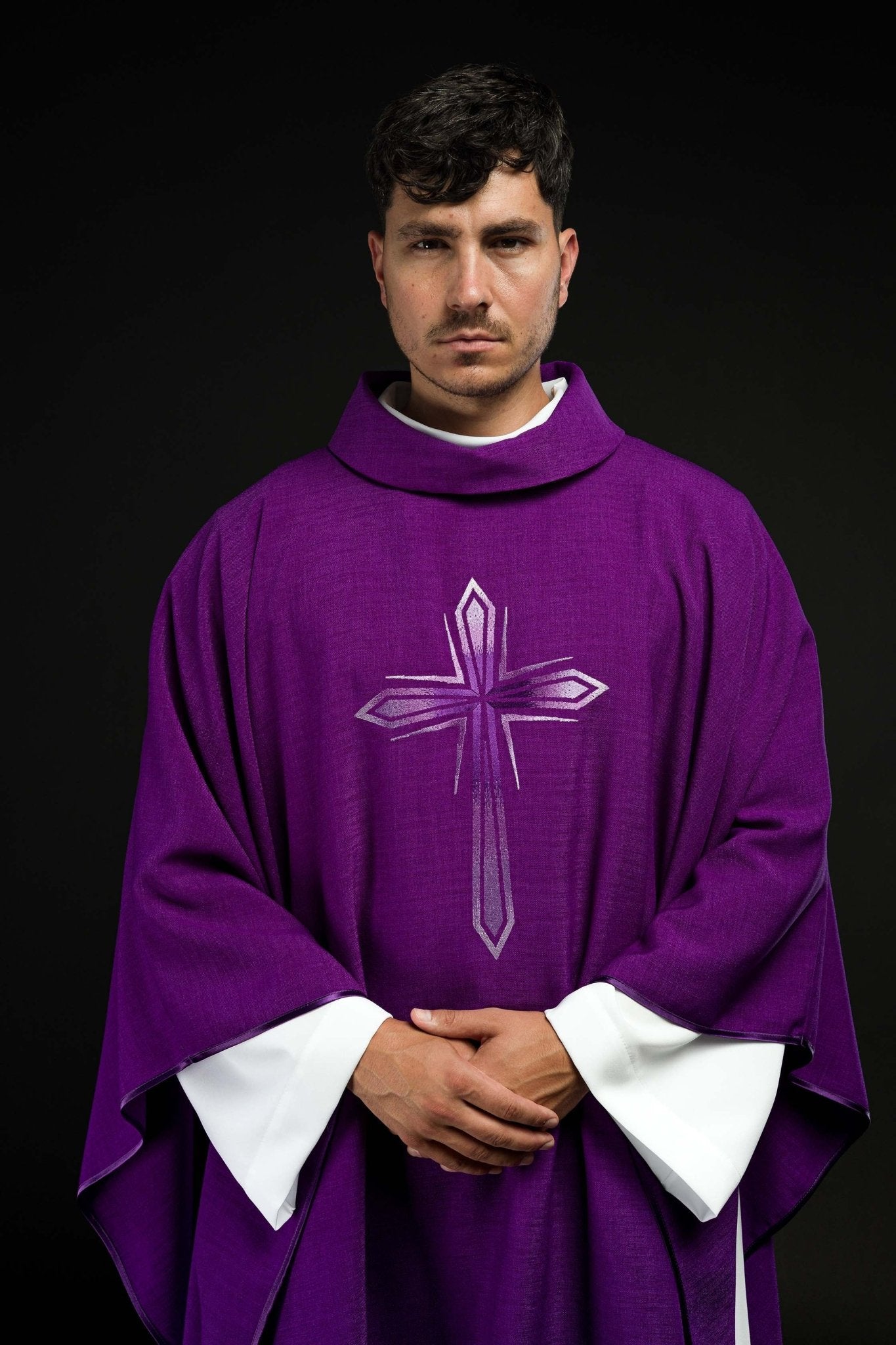 Chasuble embroidered with Green Cross HA7034-03 FIOLET - CHASUBLES.COM