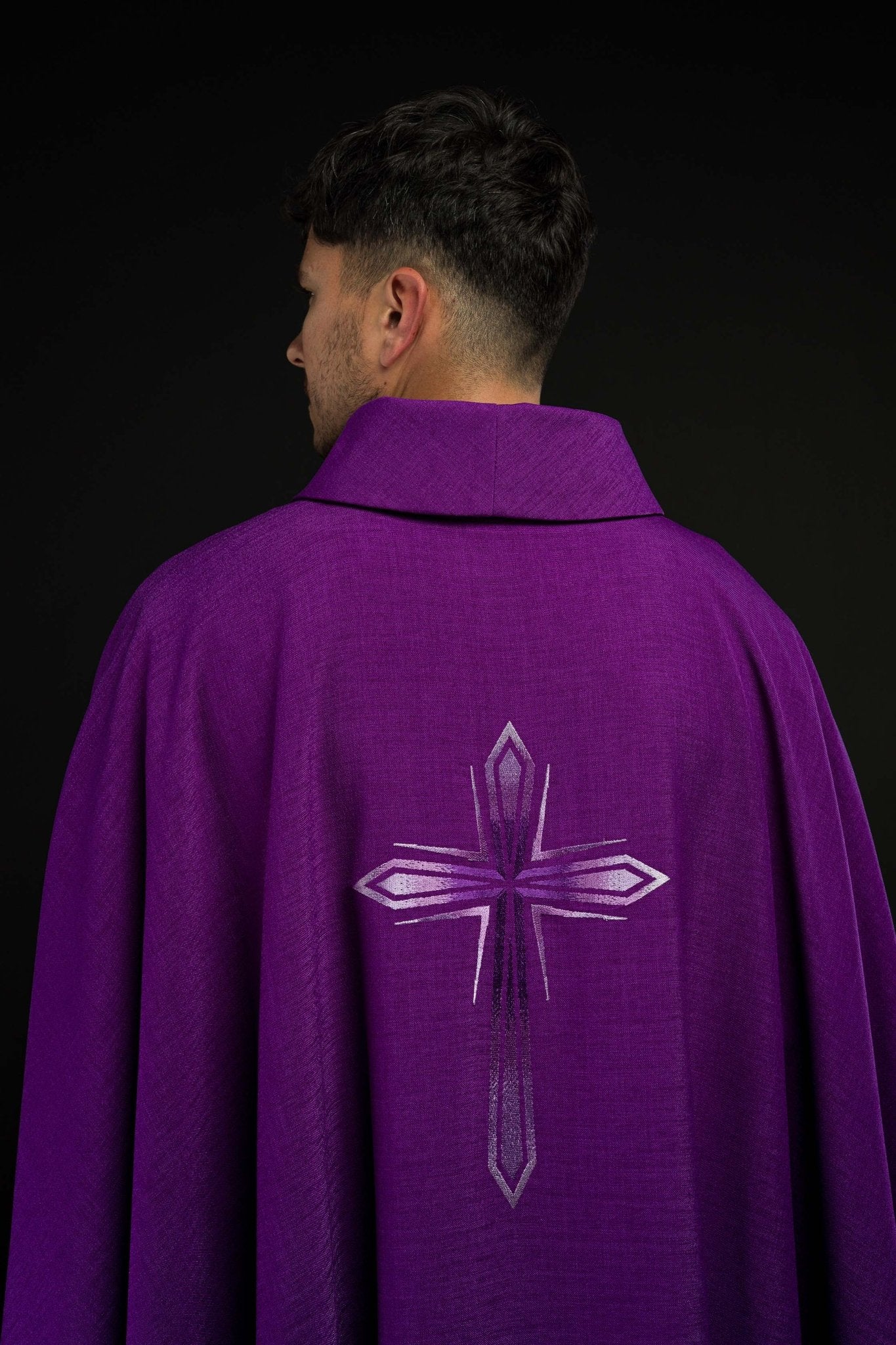 Chasuble embroidered with Green Cross HA7034-03 FIOLET - CHASUBLES.COM