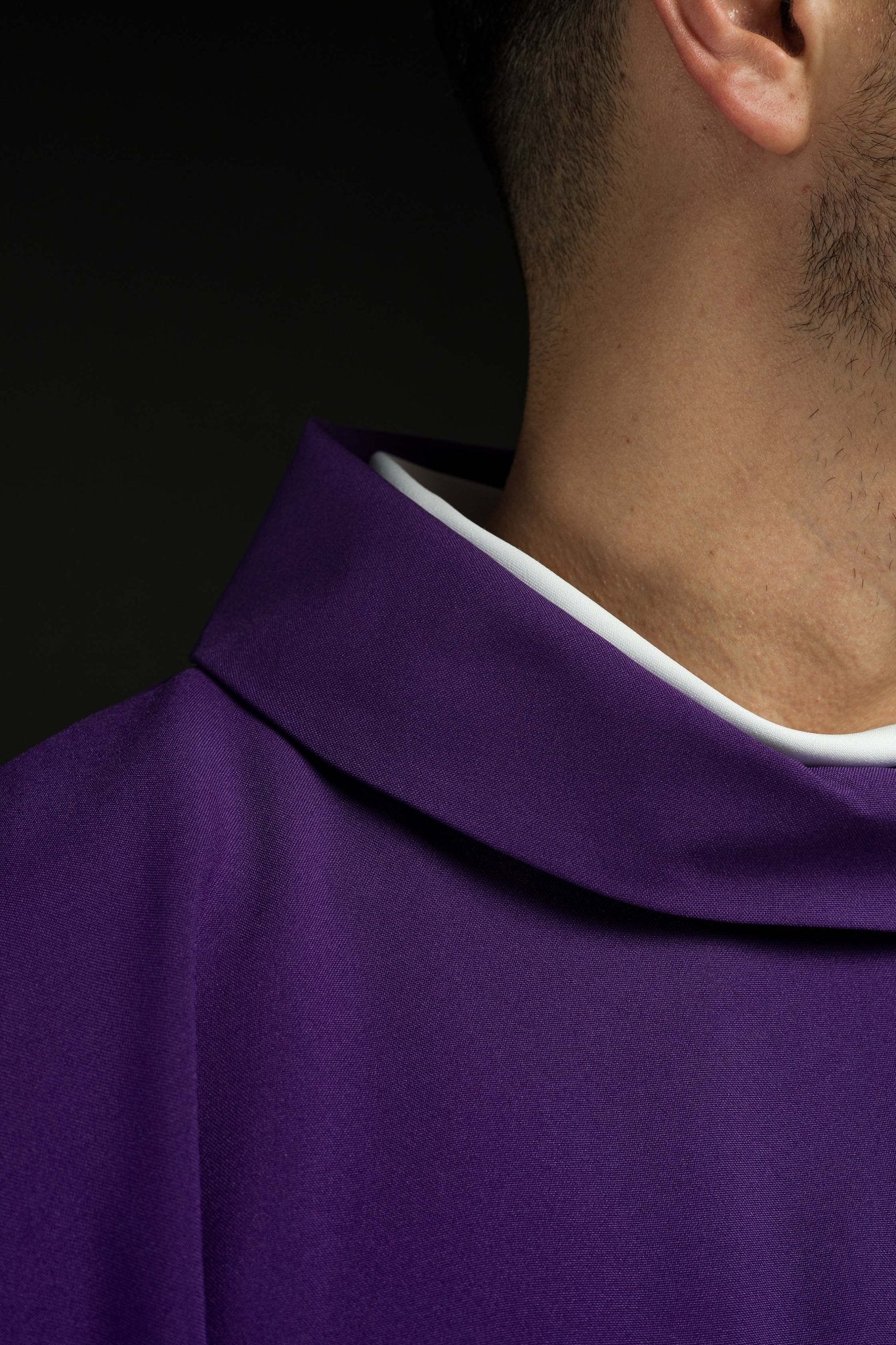 Chasuble embroidered with IHS symbol in purple KOR/255/03/12 - CHASUBLES.COM