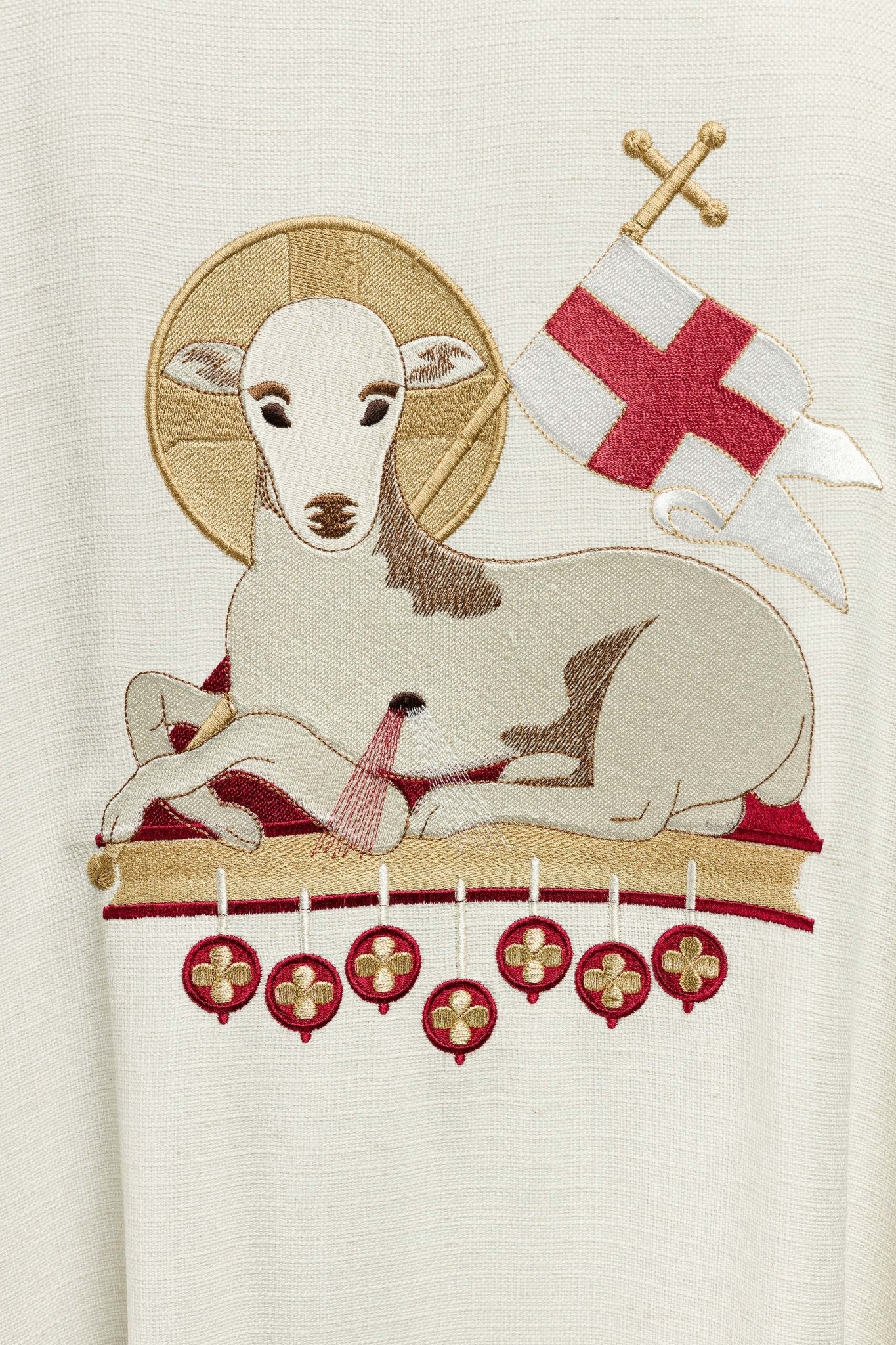 Chasuble embroidered with Lamb symbol in ecru KDT/7049/05/49 ECRU - CHASUBLES.COM