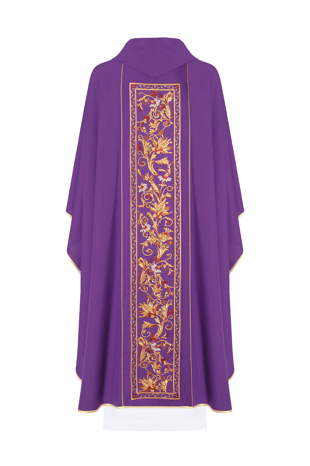 Chasuble richly embroidered with the symbol IHS in Purple KOR/056/03/01 FIOLET - HAFTINAUSA.COM
