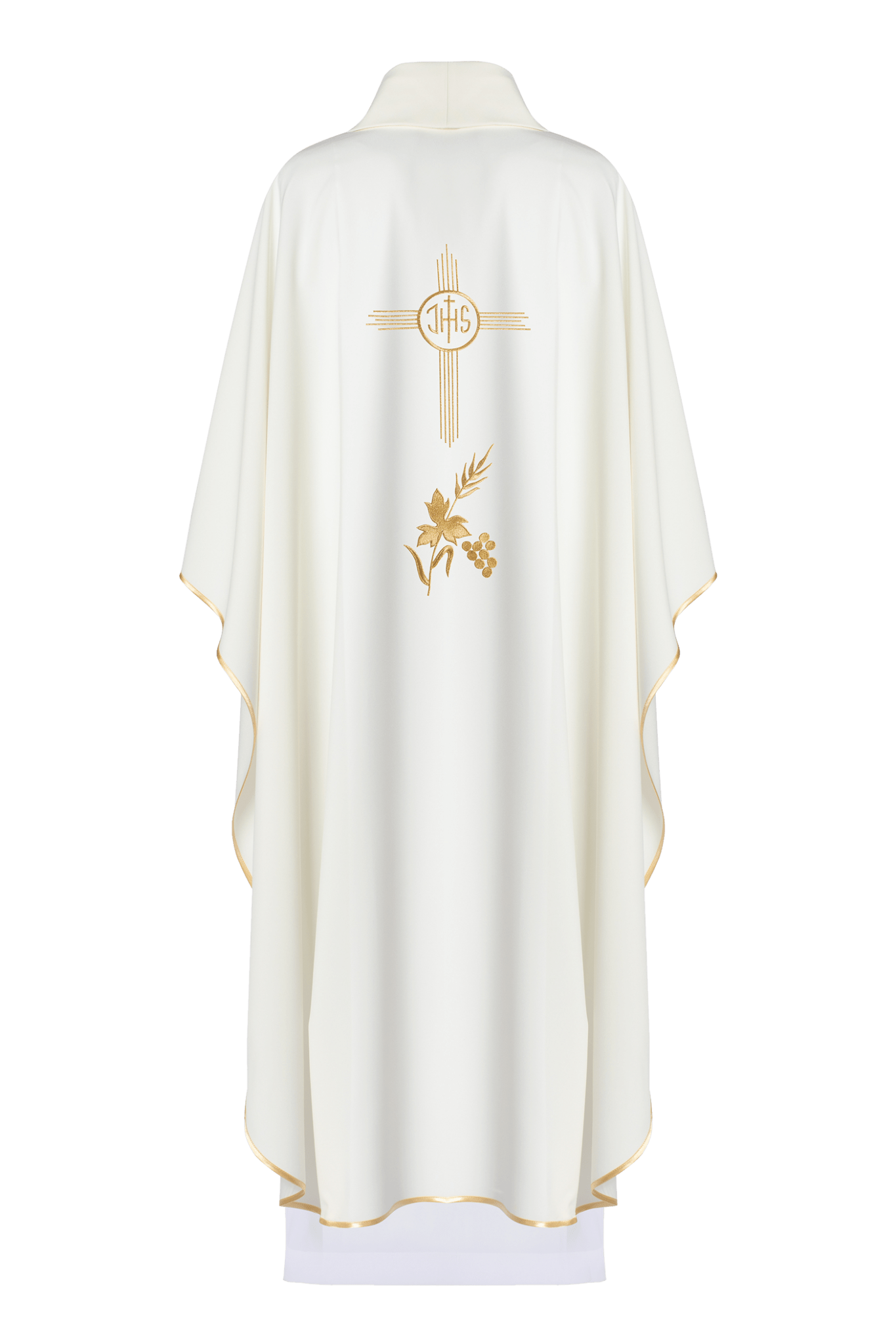 Chasuble with IHS embroidery in ecru KOR/003/05/12 ECRU - HAFTINAUSA.COM