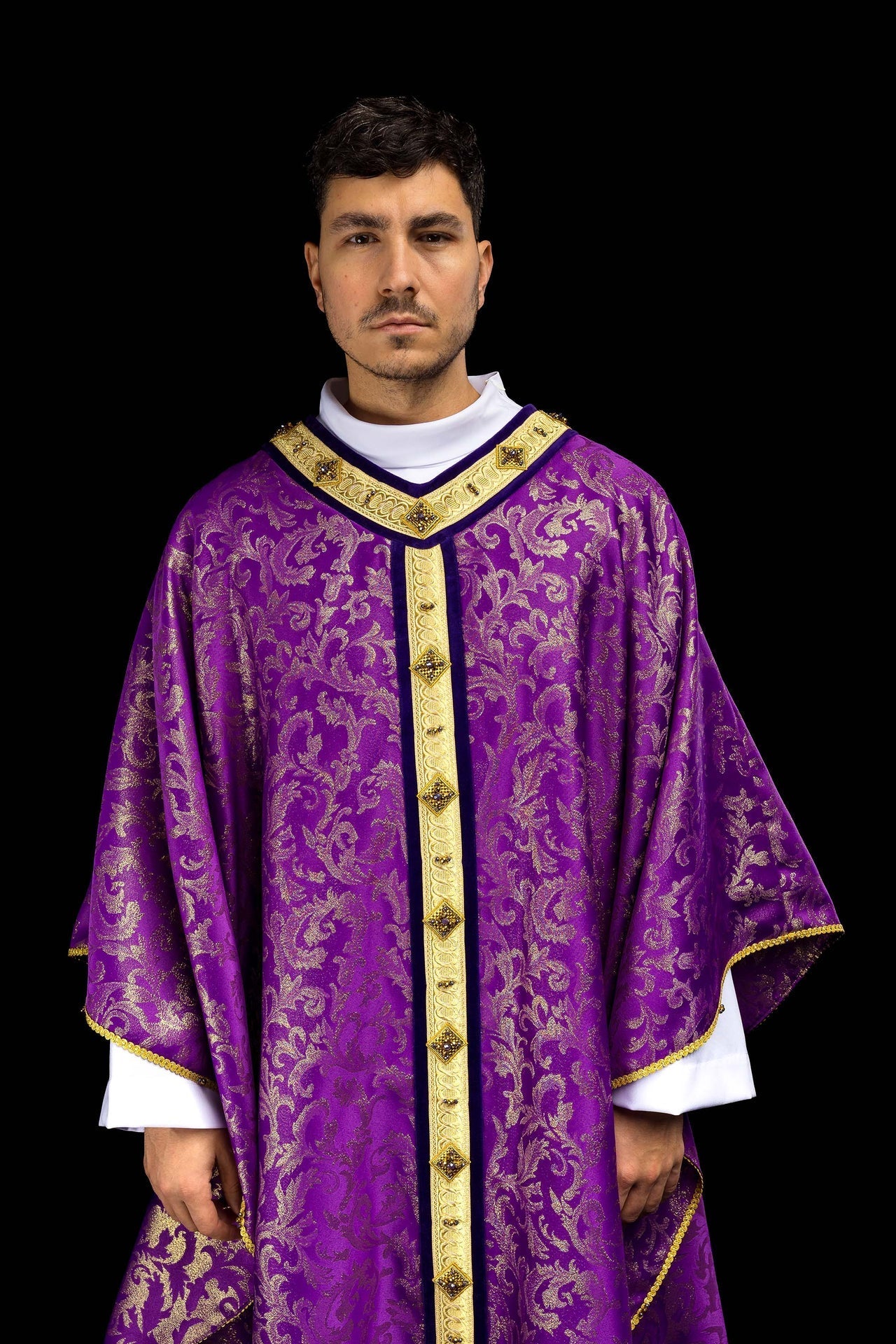 Chasuble with natural stones Handmade 7003 HM/7003/03/90 - CHASUBLES.COM