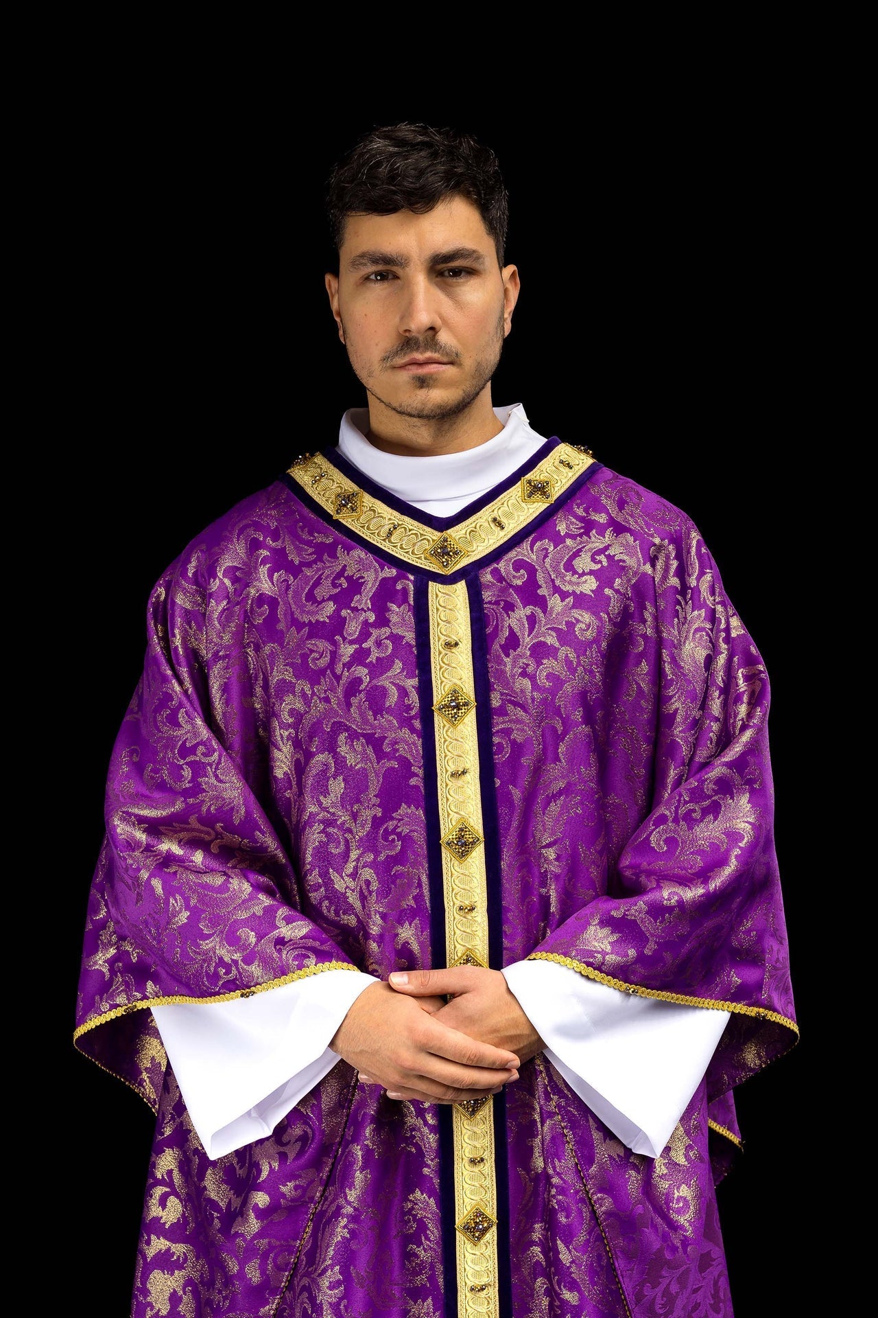 Chasuble with natural stones Handmade 7003 HM/7003/03/90 - CHASUBLES.COM