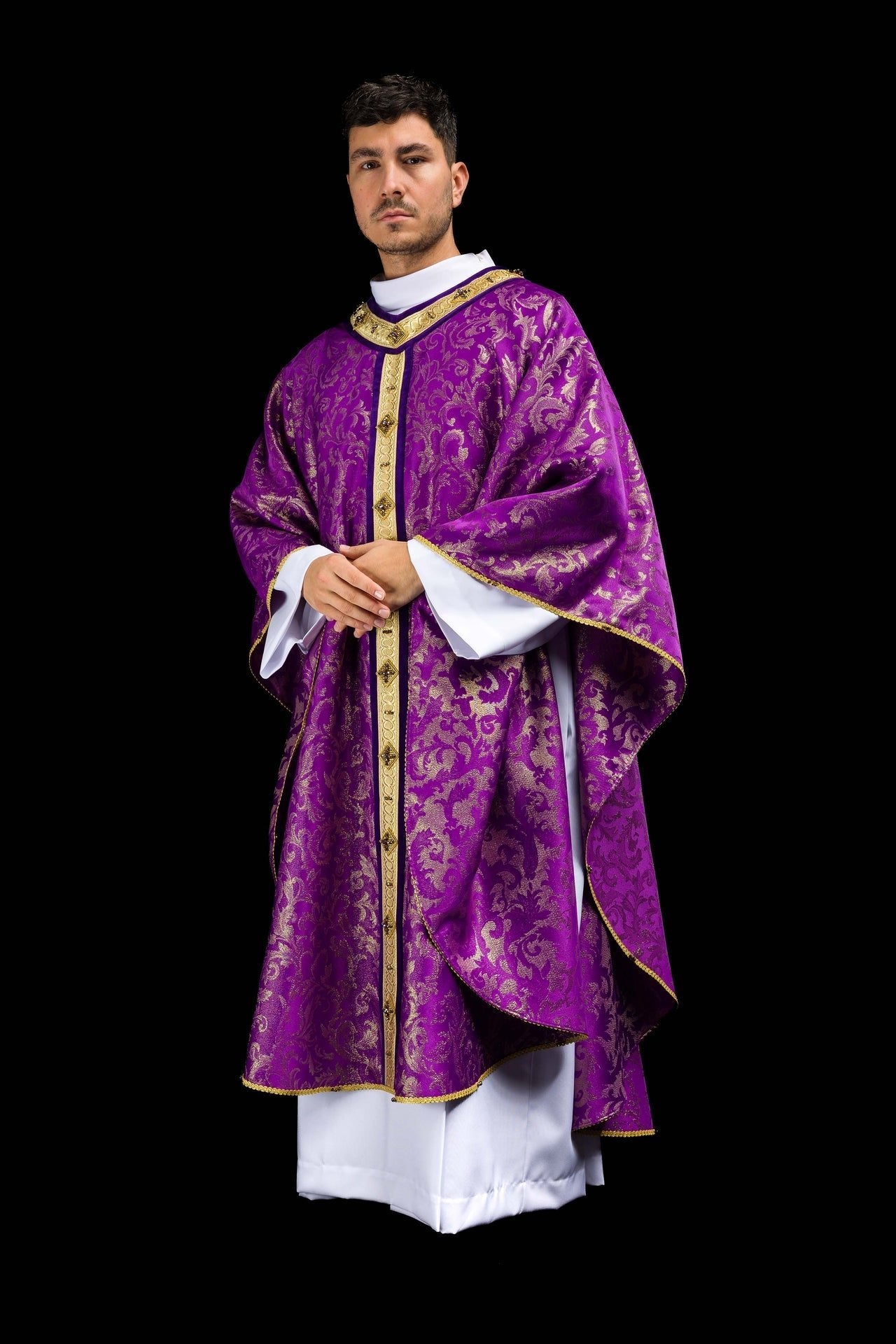 Chasuble with natural stones Handmade 7003 HM/7003/03/90 - CHASUBLES.COM