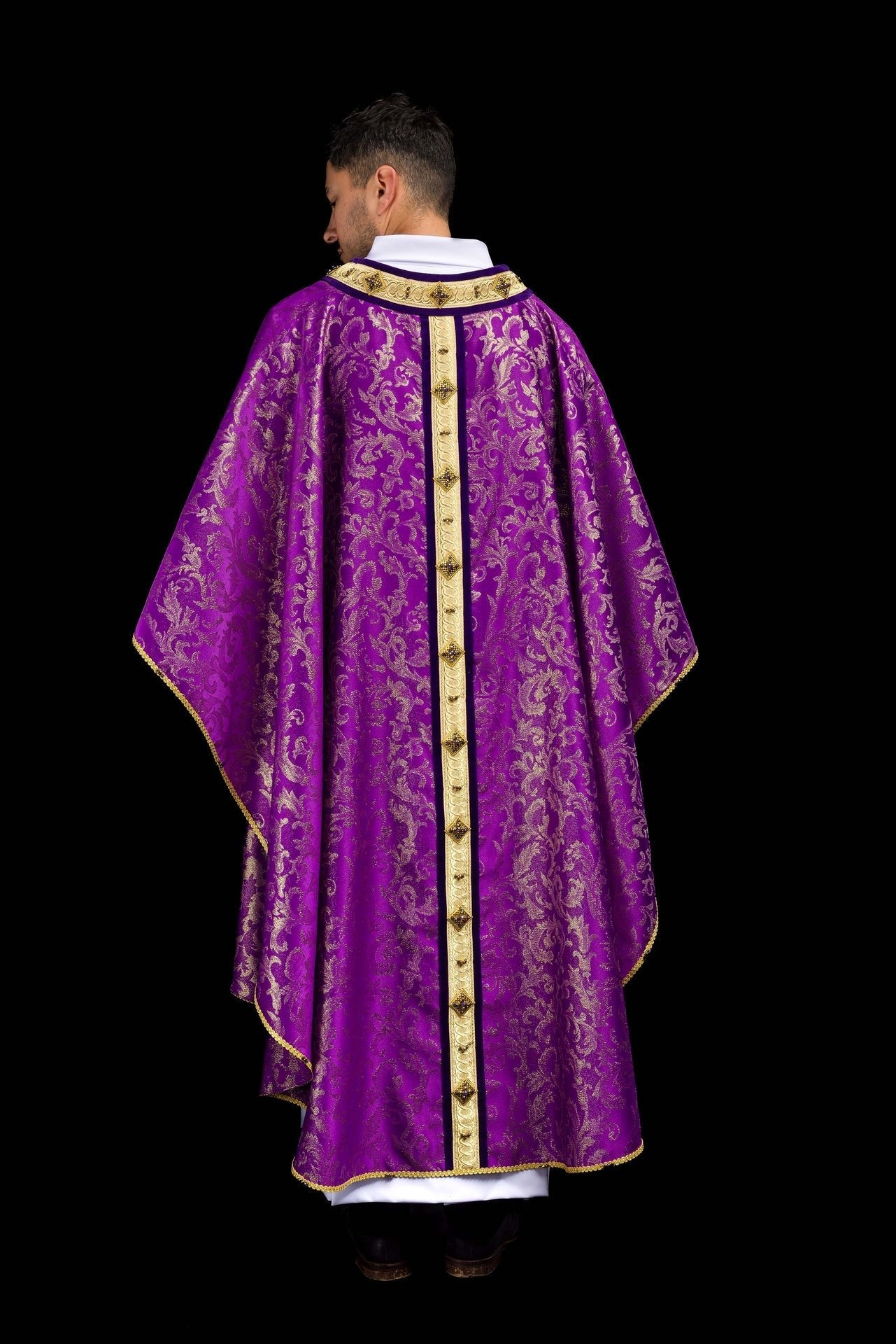 Chasuble with natural stones Handmade 7003 HM/7003/03/90 - CHASUBLES.COM