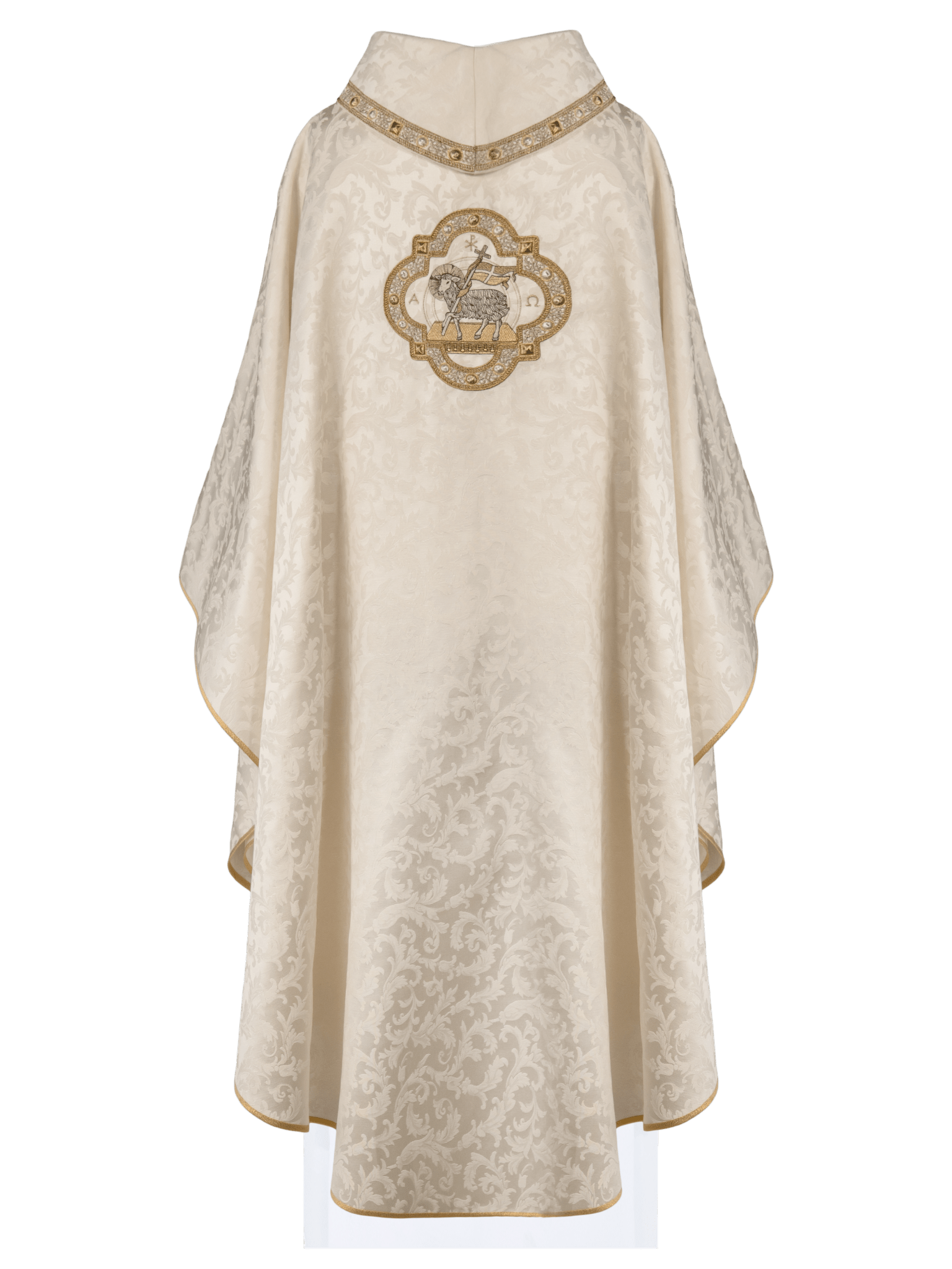 Chasuble with the Lamb of God for Easter made of decorative fabric S - 7072 - 05 - 88 - HAFTINAUSA.COM