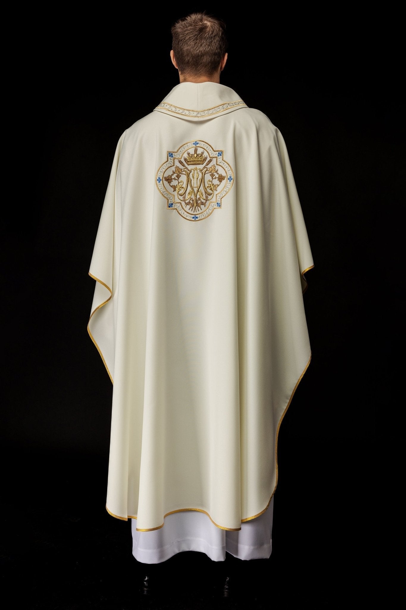 Classic marian chasuble in ivory KOR/393/05/01 - HAFTINAUSA.COM