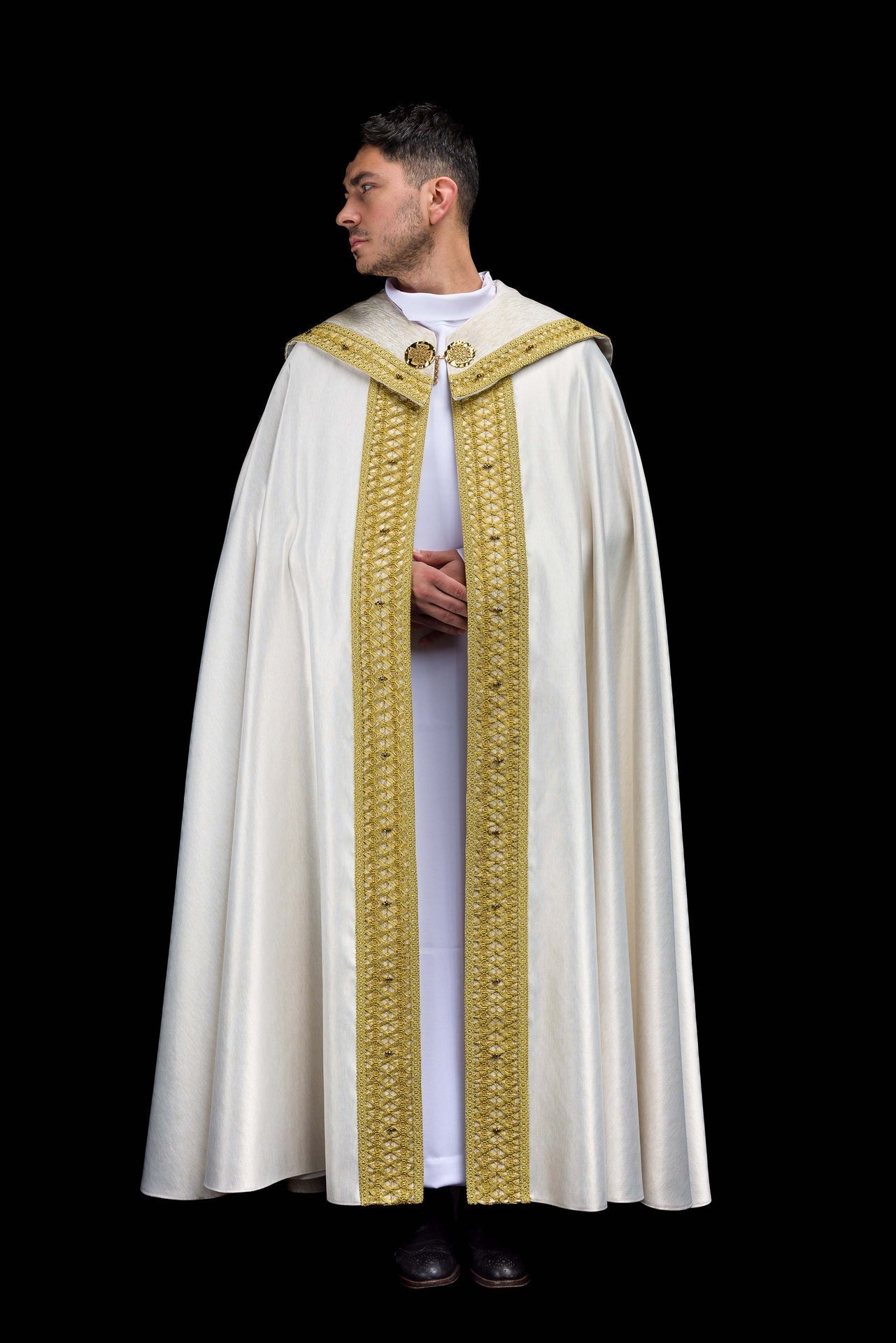 Cope with natural stones Handmade 3018 HM/3018/05/86 ECRU 145cm - CHASUBLES.COM