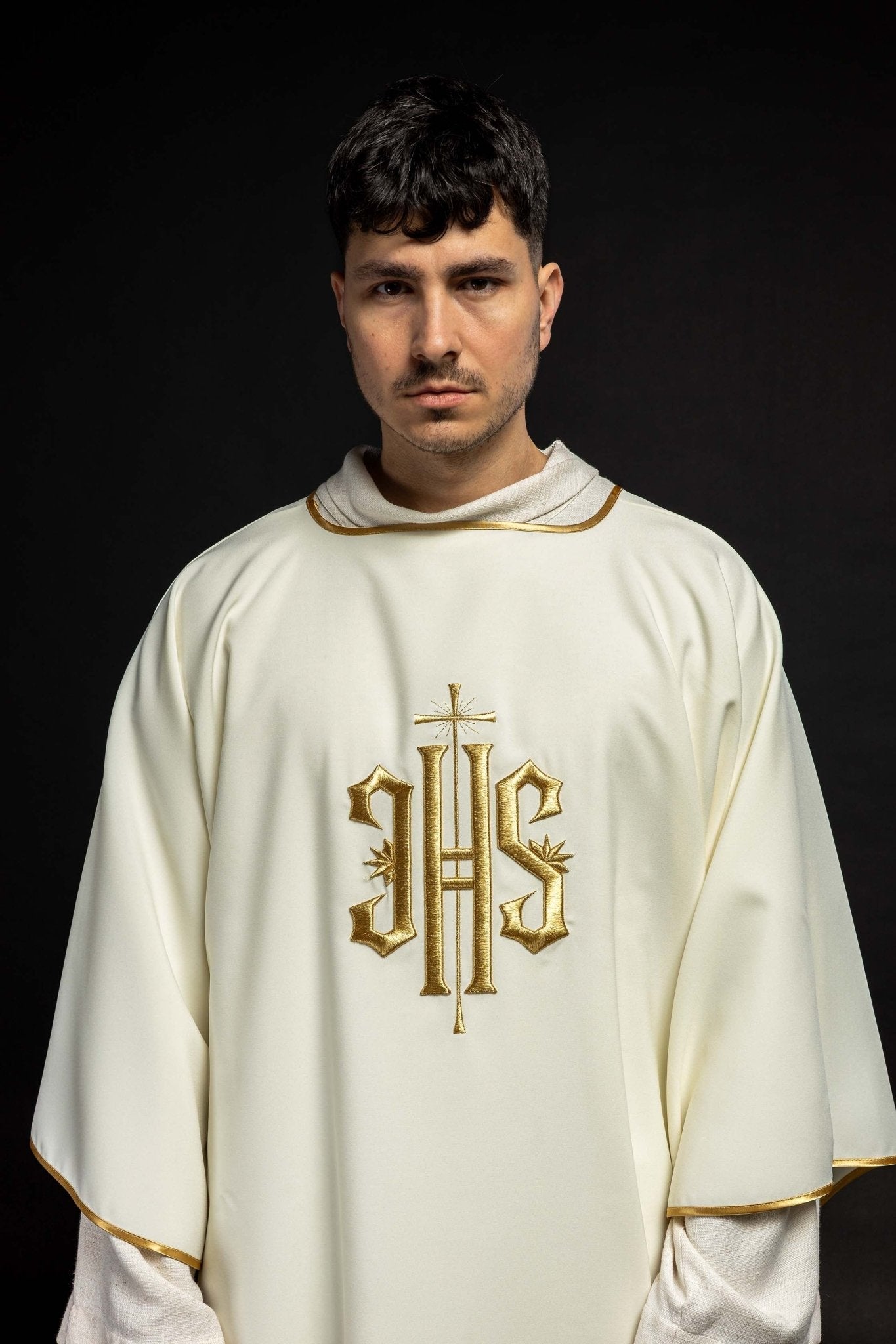 Dalmatic with Gold Embroidery IHS KDL/215/05/12/D - HAFTINAUSA.COM