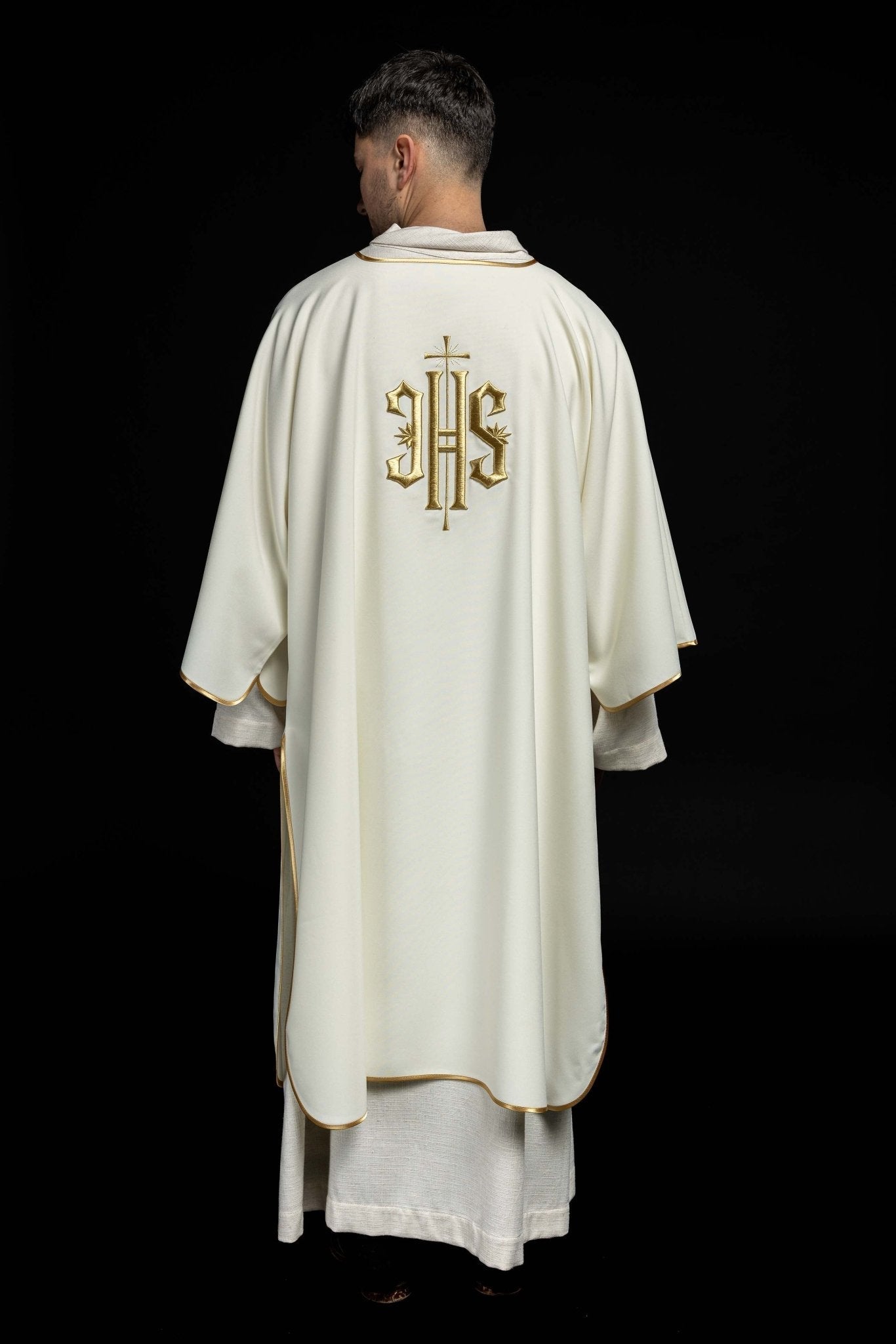 Dalmatic with Gold Embroidery IHS KDL/215/05/12/D - HAFTINAUSA.COM