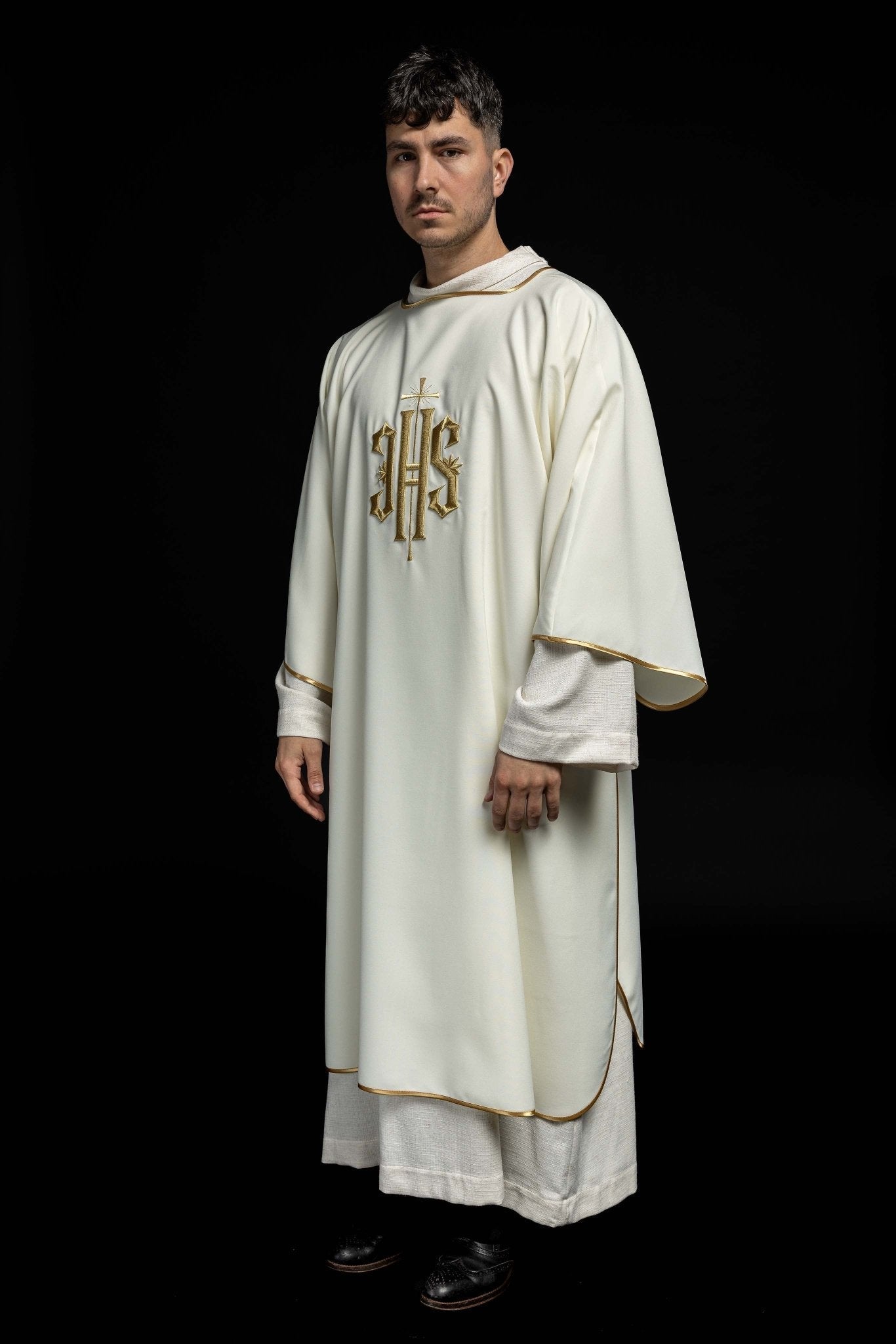 Dalmatic with Gold Embroidery IHS KDL/215/05/12/D - HAFTINAUSA.COM