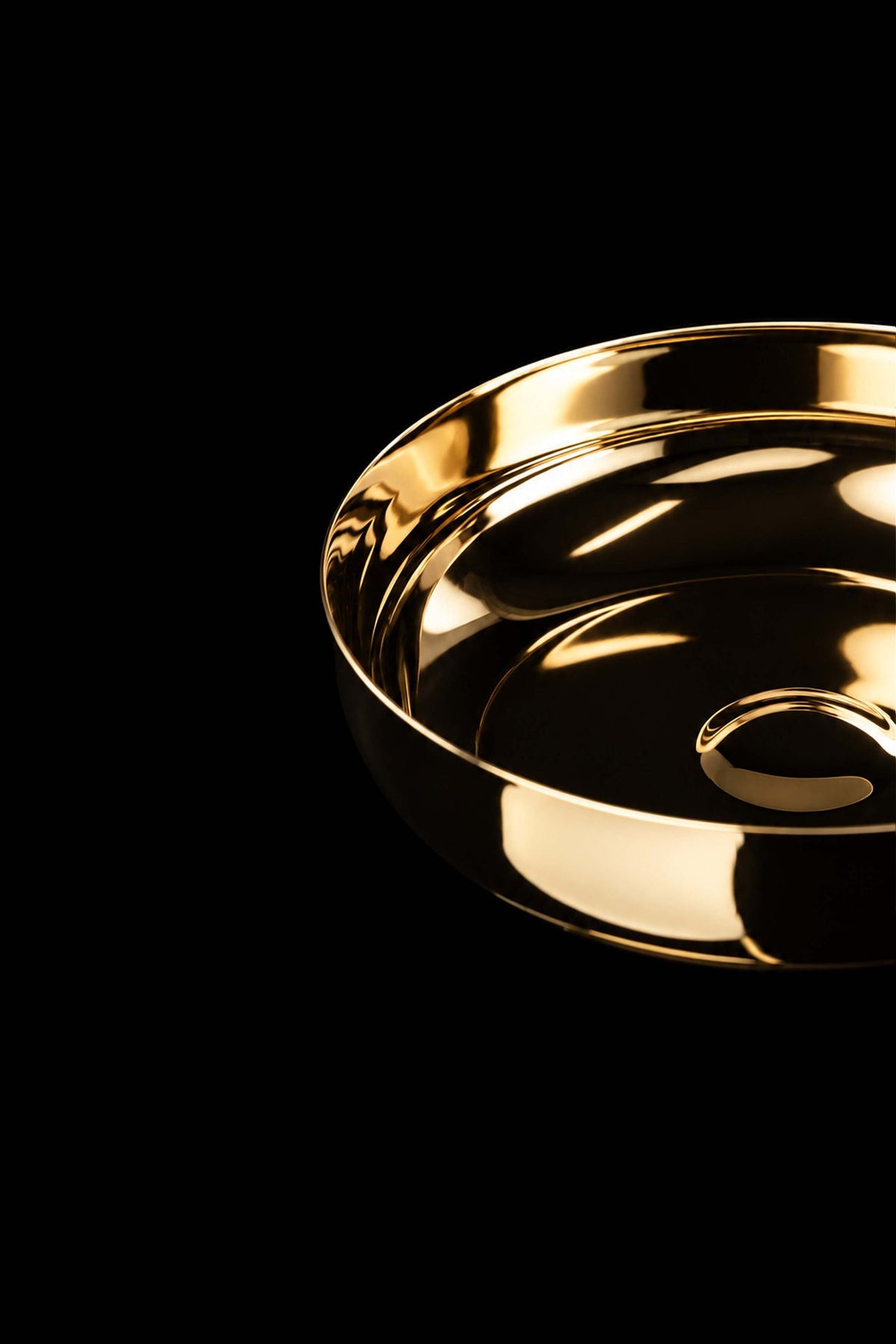 Close-up of the gold-plated paten interior and polished rim