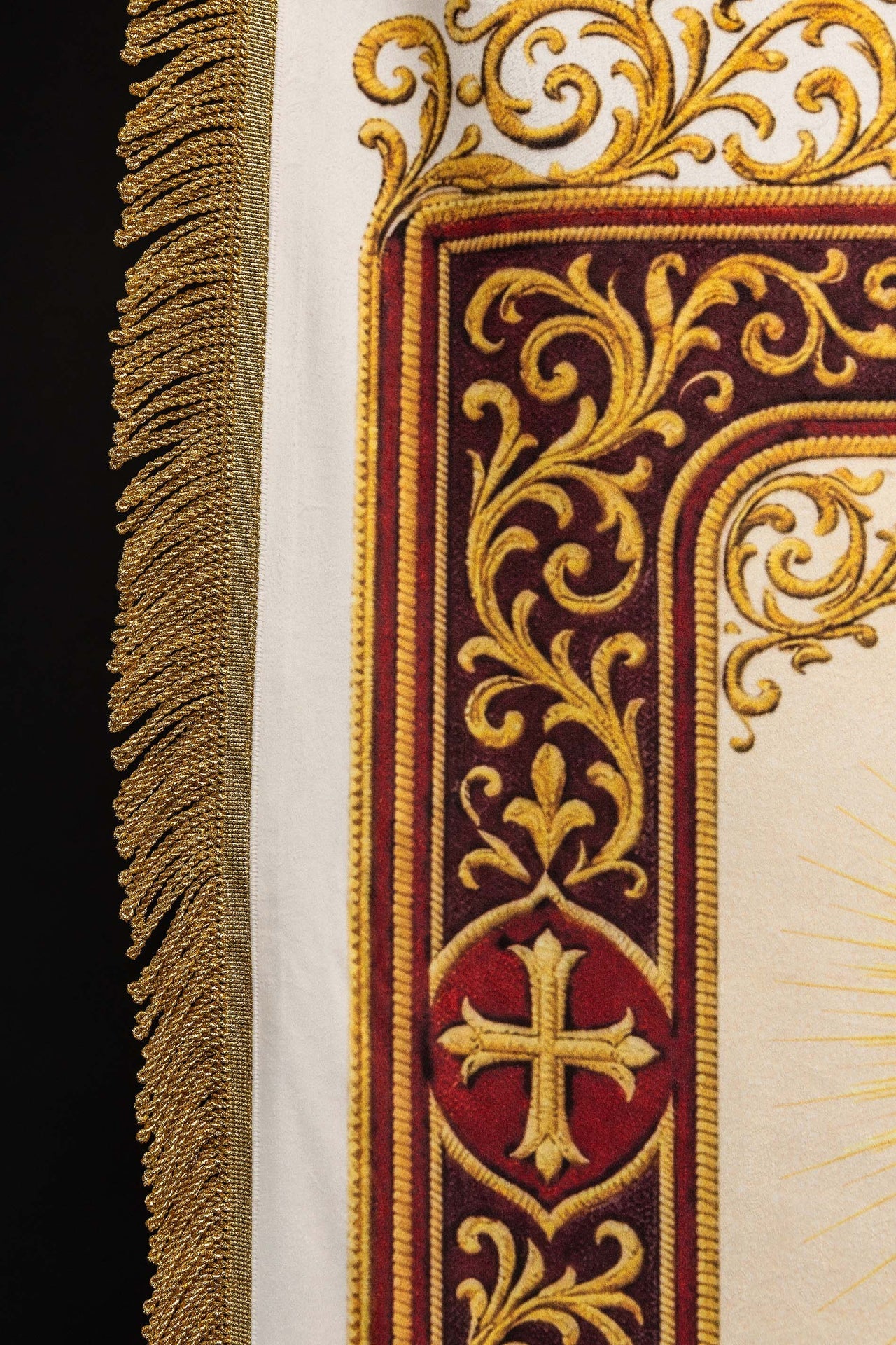 Double-Sided Printed Liturgical Banner with the Sacred Heart of Jesus and IHS Chalice CHD/002/09-05/109 80*130 - CHASUBLES.COM