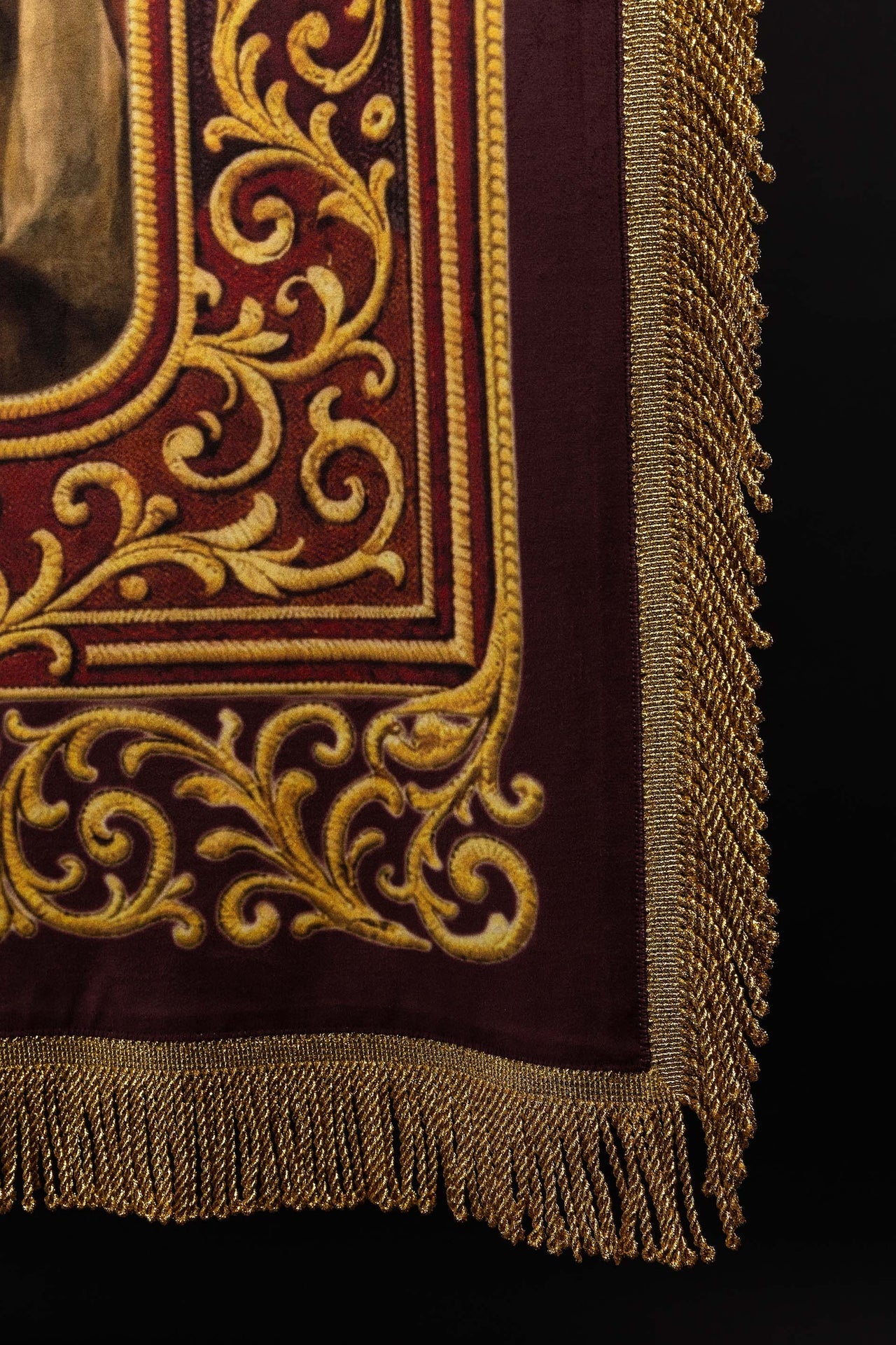 Double-Sided Printed Liturgical Banner with the Sacred Heart of Jesus and IHS Chalice CHD/002/09-05/109 80*130 - CHASUBLES.COM