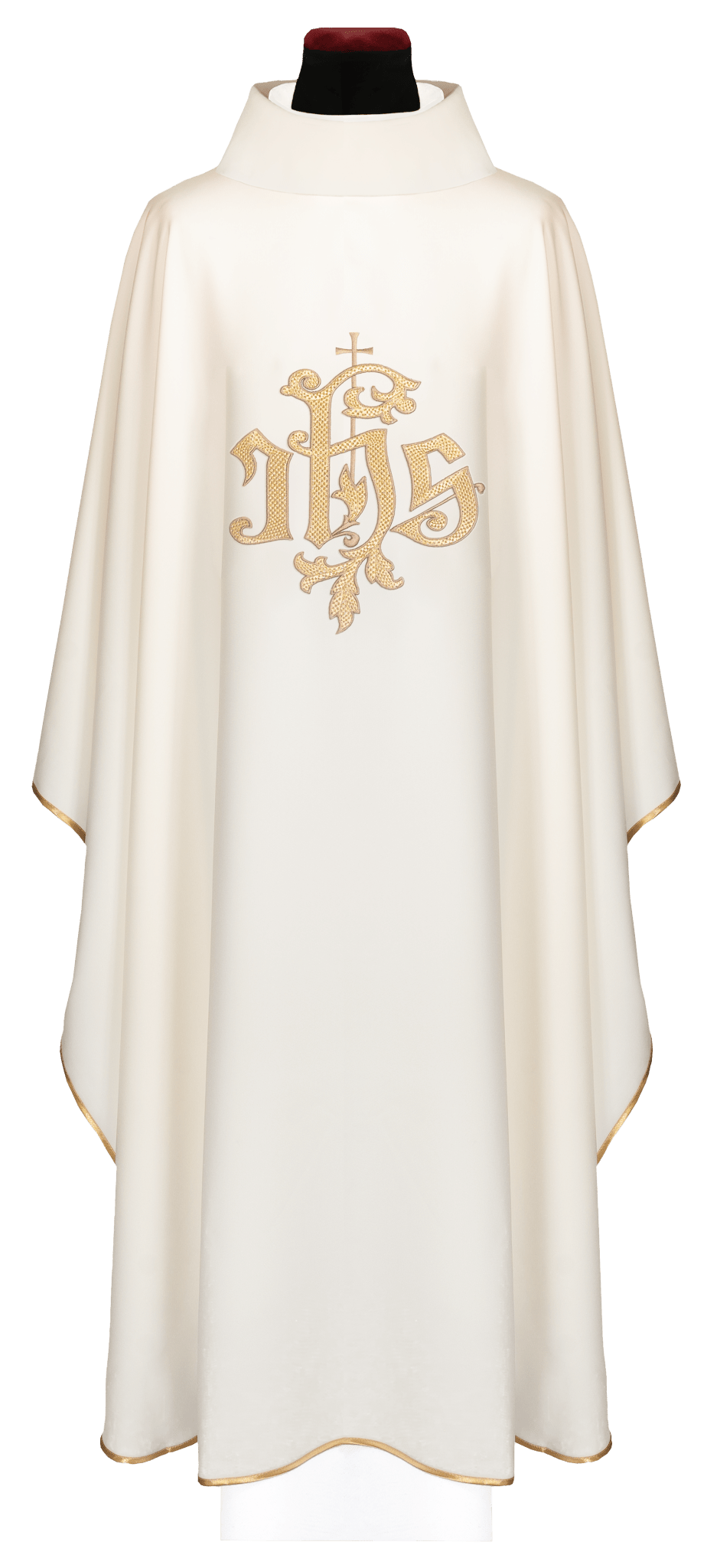 Ecru chasuble with golden IHS embroidery KDT/7047/05/12 - CHASUBLES.COM