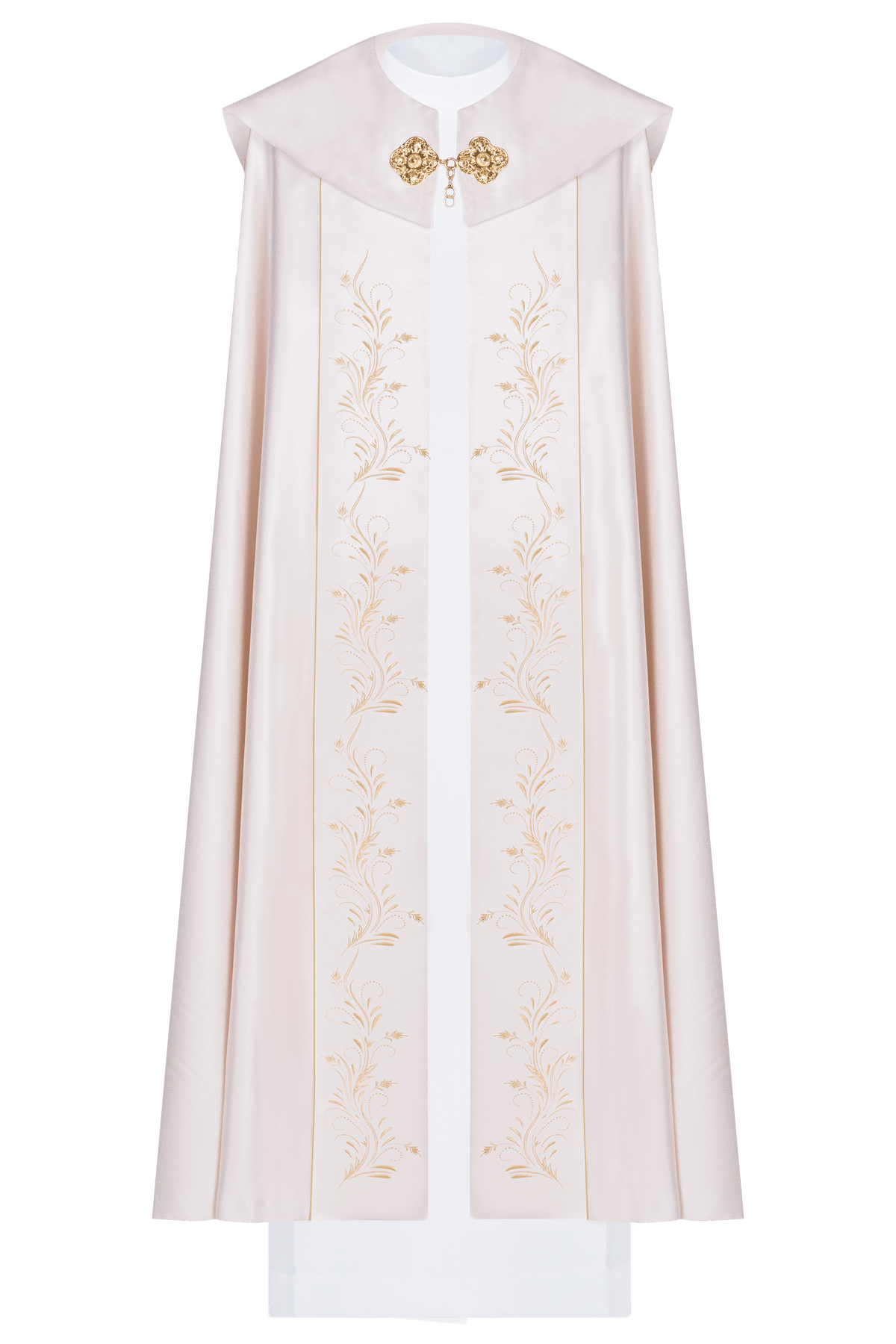 Ecru Eucharistic Cope with the IHS Motif KKP/033/05/20 ECRU POMPON 145cm - CHASUBLES.COM
