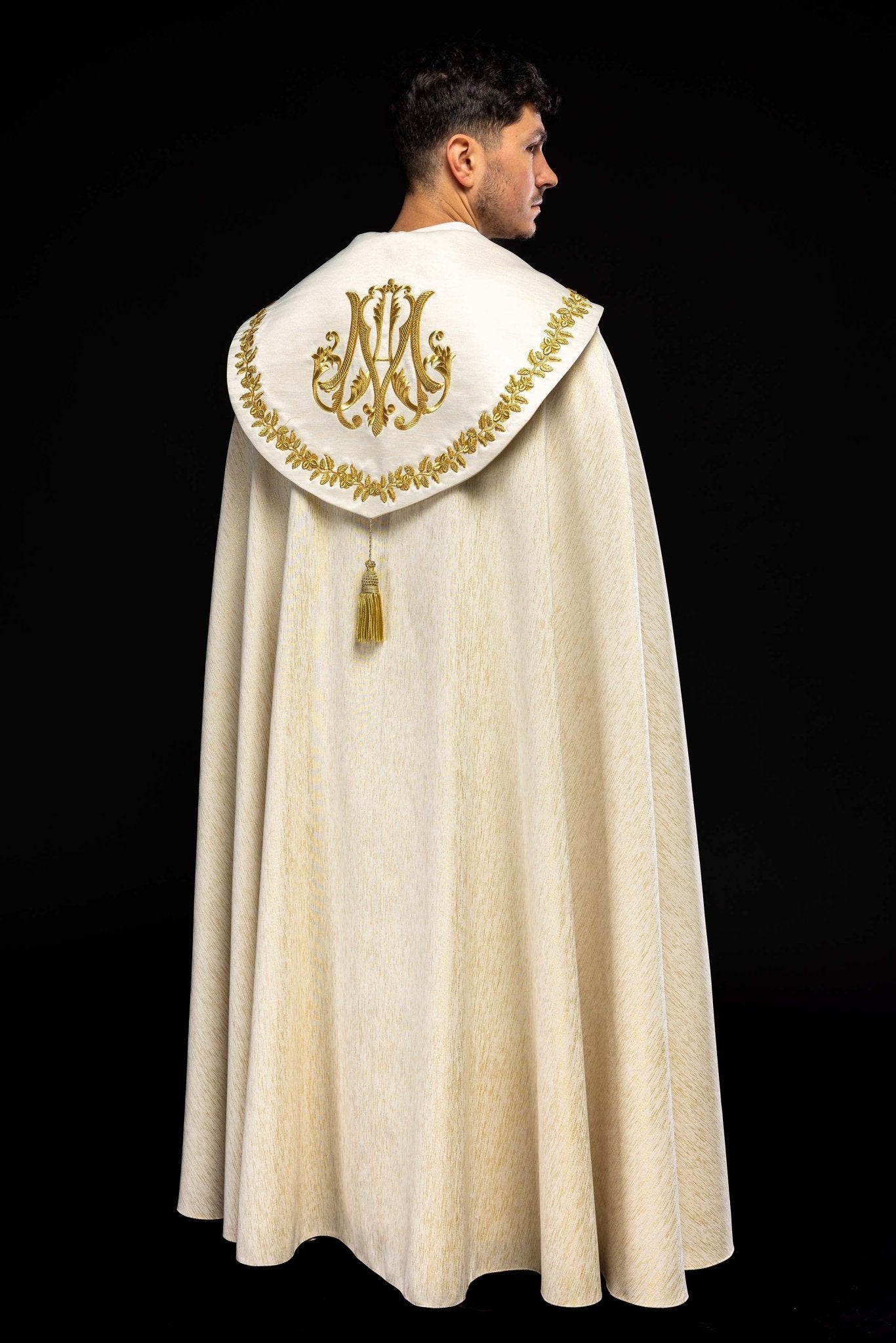 Ecru Marian Embroidered Cope KKP/158/05/86 145cm - HAFTINAUSA.COM