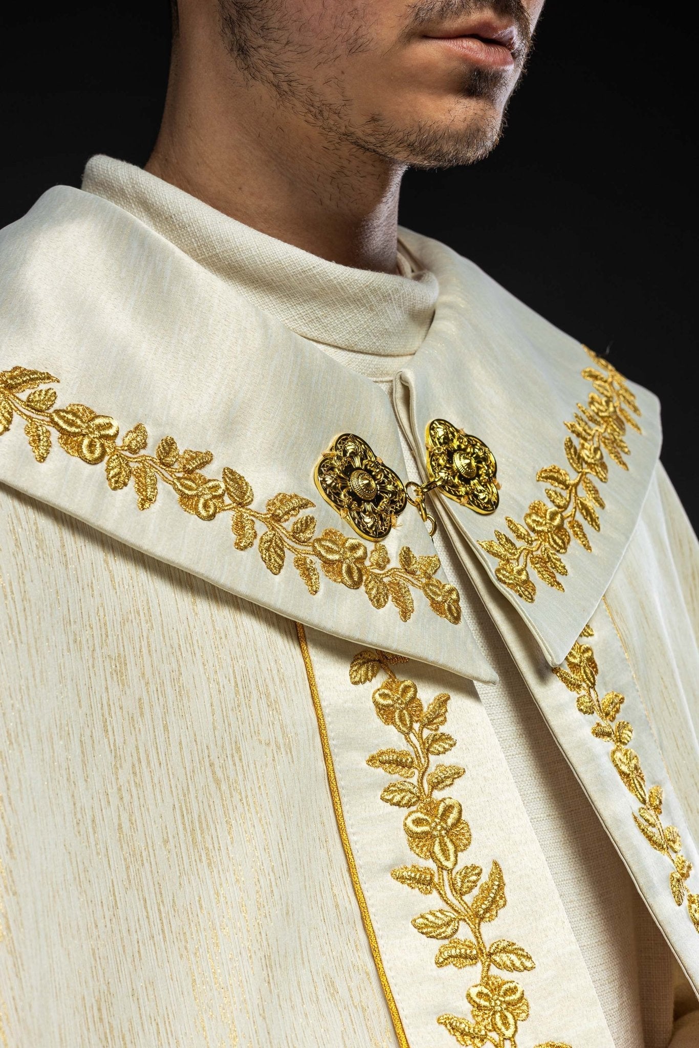 Ecru Marian Embroidered Cope KKP/158/05/86 145cm - HAFTINAUSA.COM