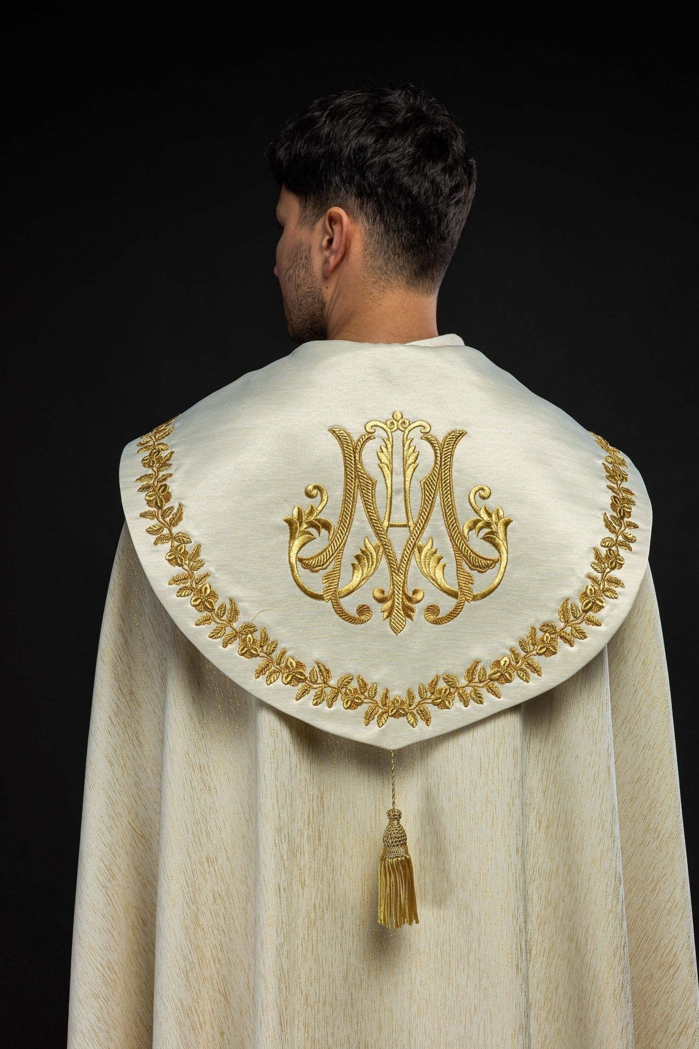 Ecru Marian Embroidered Cope KKP/158/05/86 145cm - HAFTINAUSA.COM