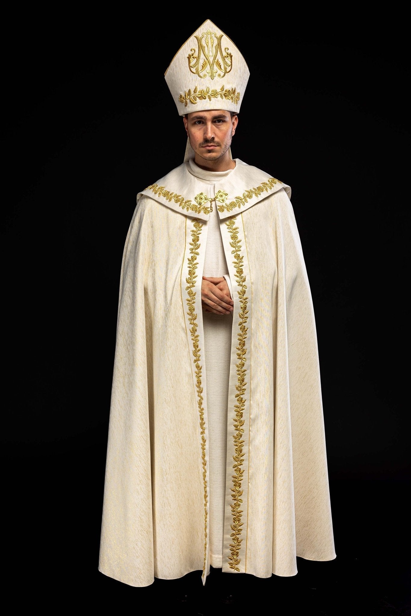 Ecru Marian Embroidered Cope KKP/158/05/86 145cm - HAFTINAUSA.COM