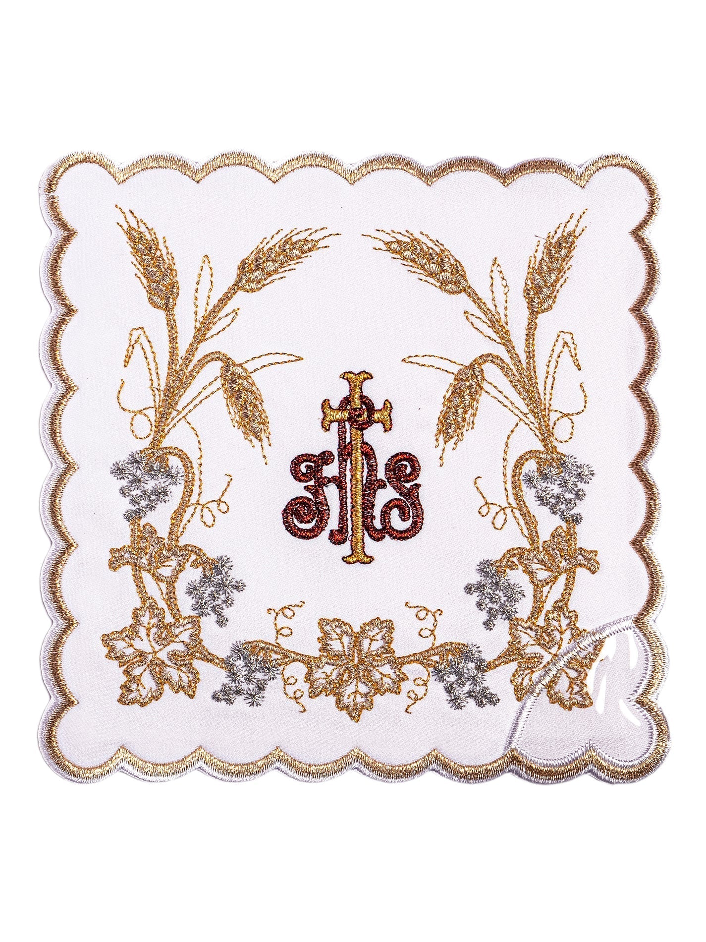 Elaborately Decorated Chalice Linens with IHS and Wheat Embroidery KK/040 - HAFTINAUSA.COM