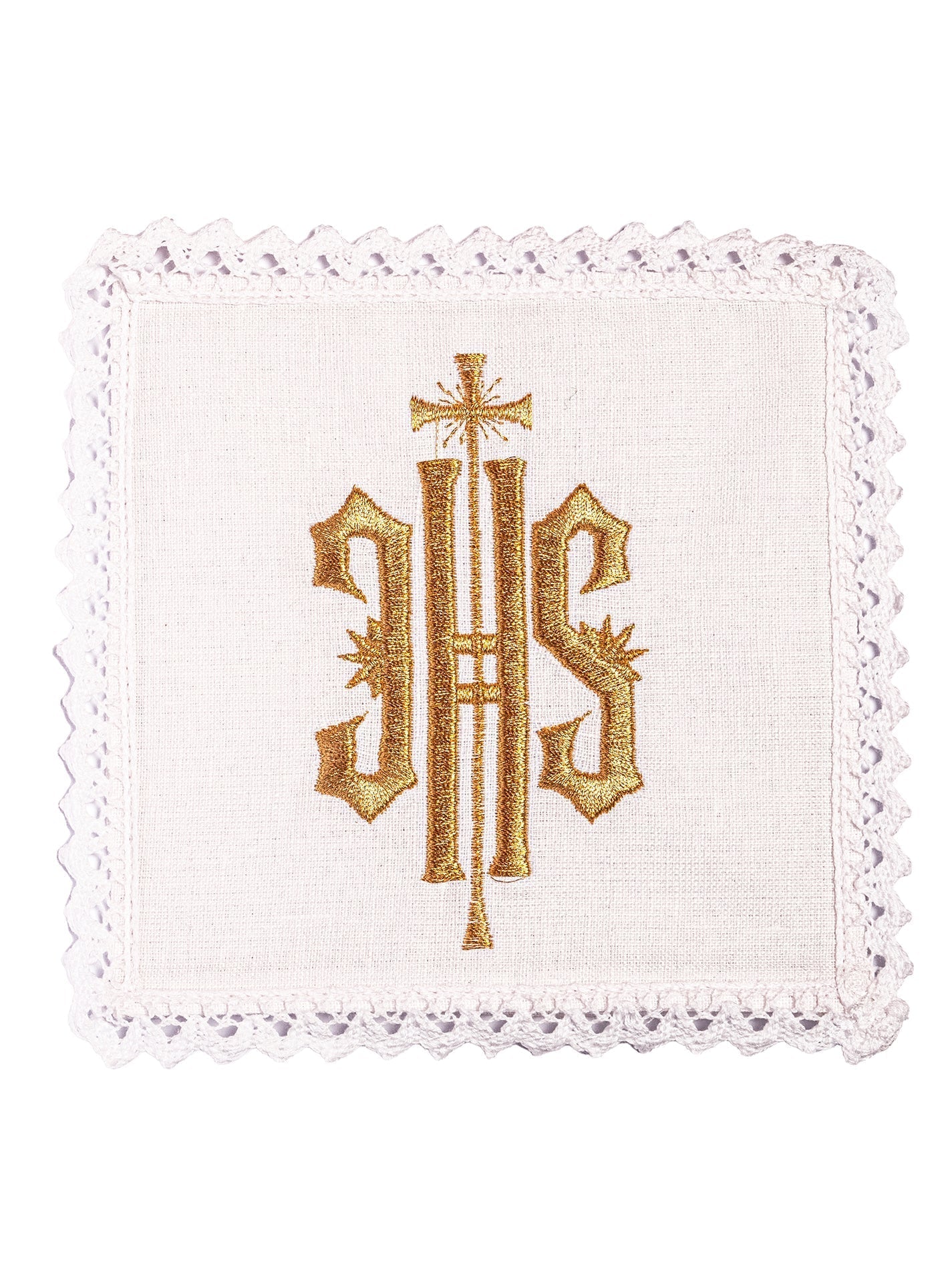 Embroidered altar linen IHS Gold KKL/29/C1 KKL/029/C1 - HAFTINAUSA.COM
