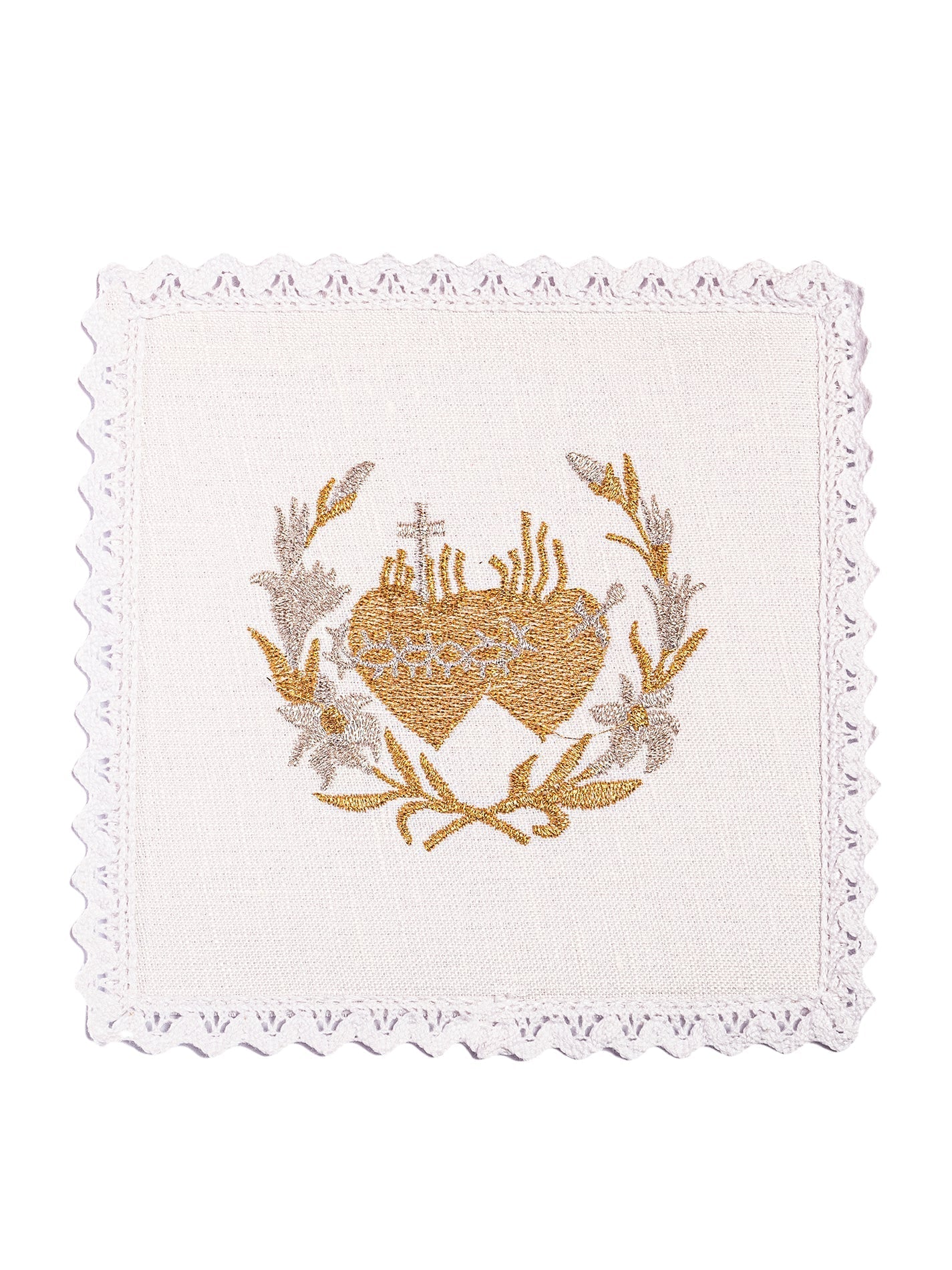 Embroidered altar linen set with the sacred hearts embroidery KKL/016 - HAFTINAUSA.COM