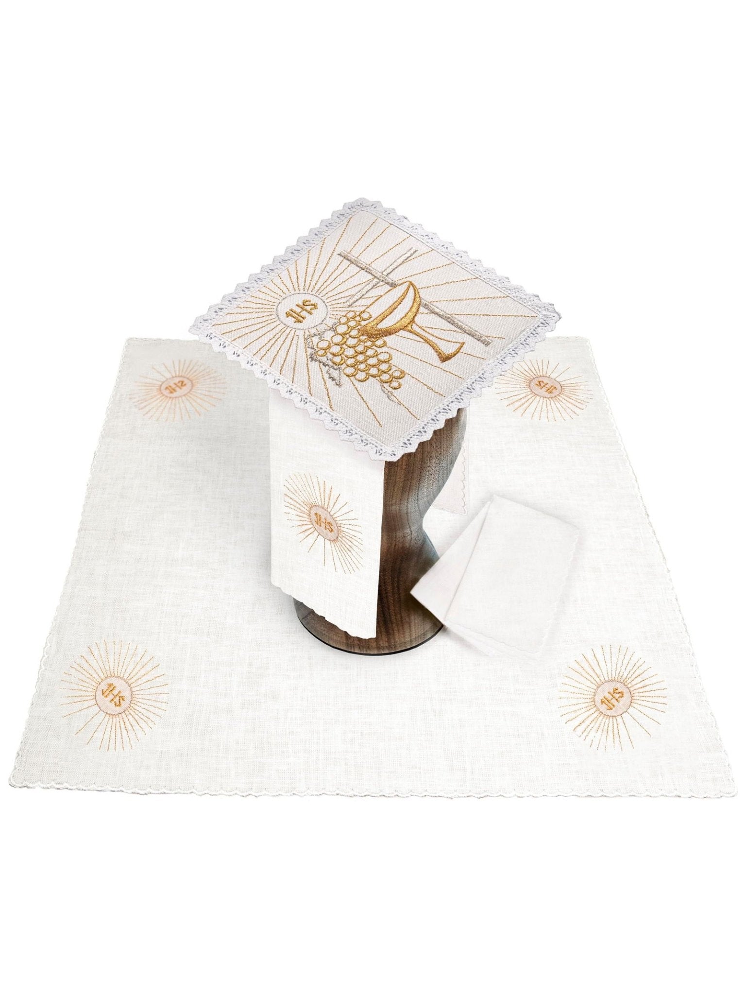 Embroidered altar linens set with Eucharistic motifs KKL/091 - HAFTINAUSA.COM