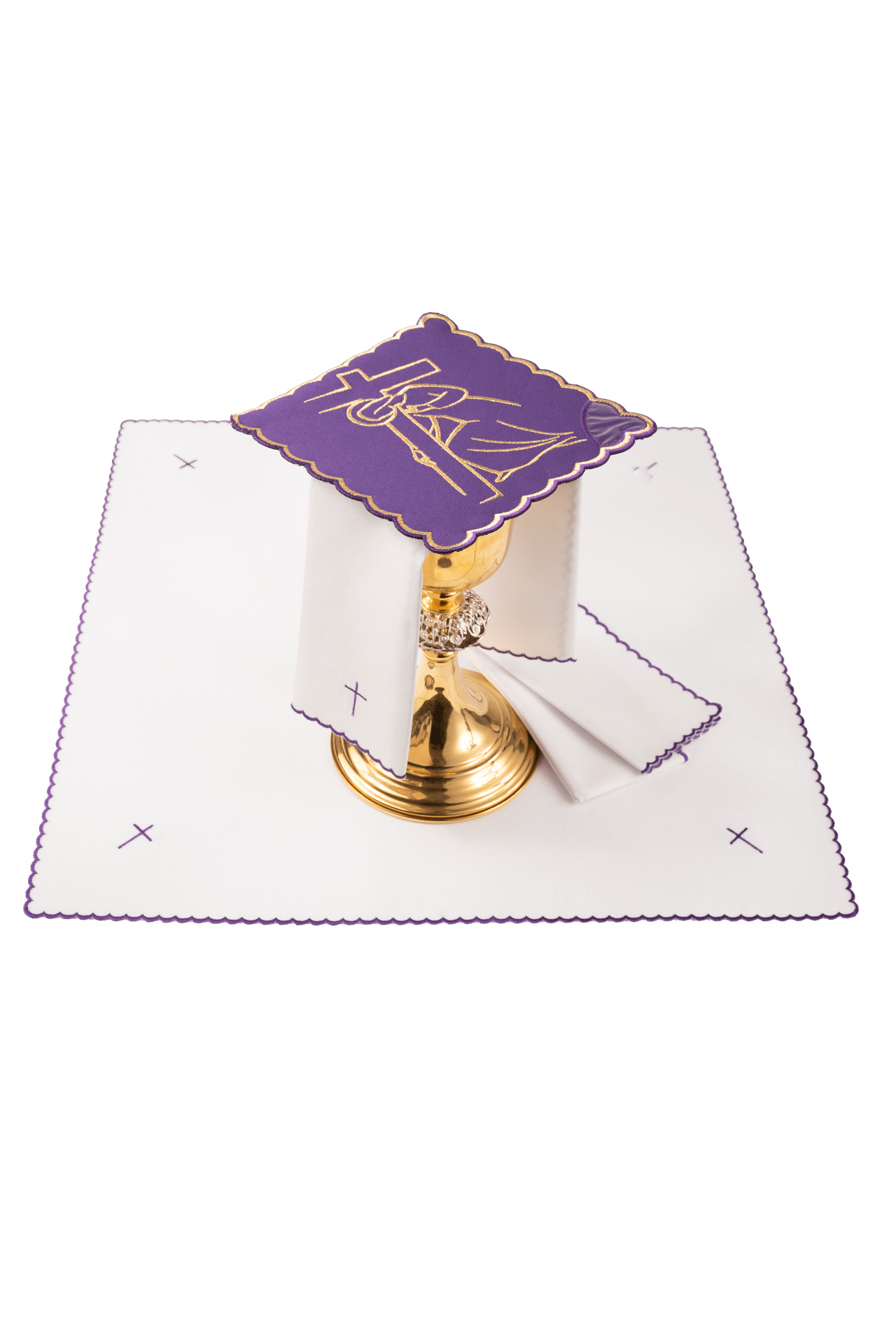 Embroidered chalice linens set Stations of the Cross KDT/5055/03/C1 - CHASUBLES.COM