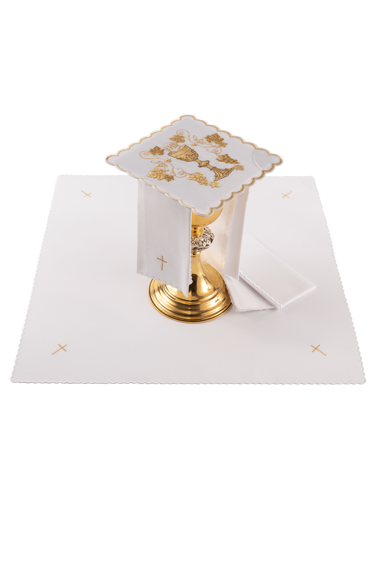 Embroidered chalice linens set with a chalice motif KDT/5020/04 - CHASUBLES.COM