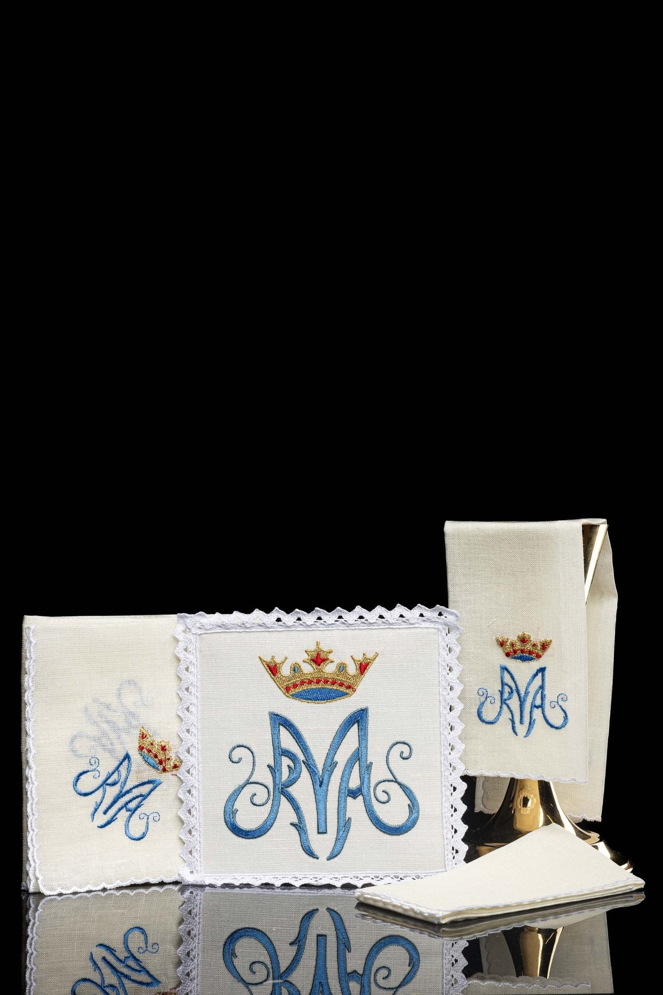 Embroidered Chalice Linens with Mary Symbol KKL/003/C1 - CHASUBLES.COM