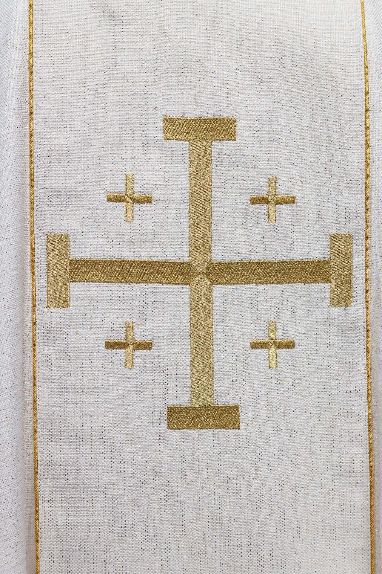 Embroidered Chasuble with Jerusalem Cross – Ecru KOR/974/05/100 - CHASUBLES.COM