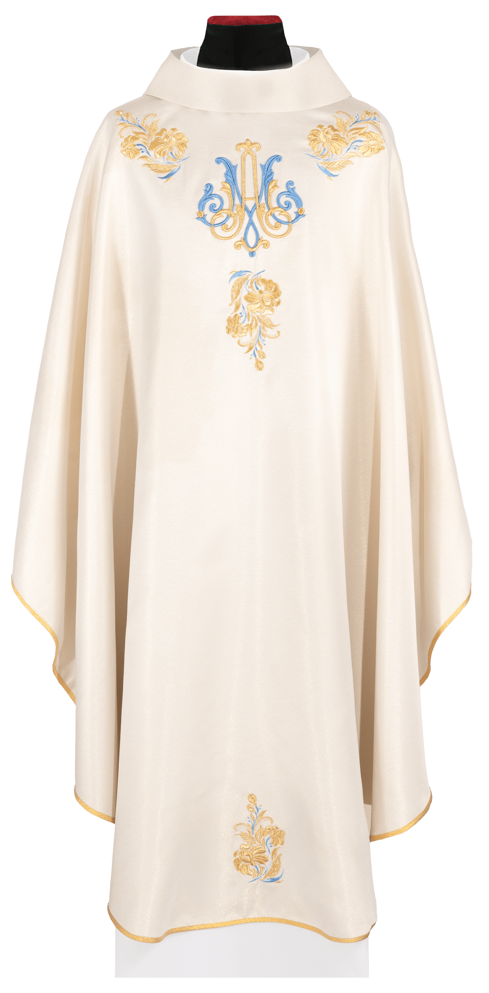 Embroidered ecru chasuble with Marian motif KDT/7043/05/54 ECRU - CHASUBLES.COM