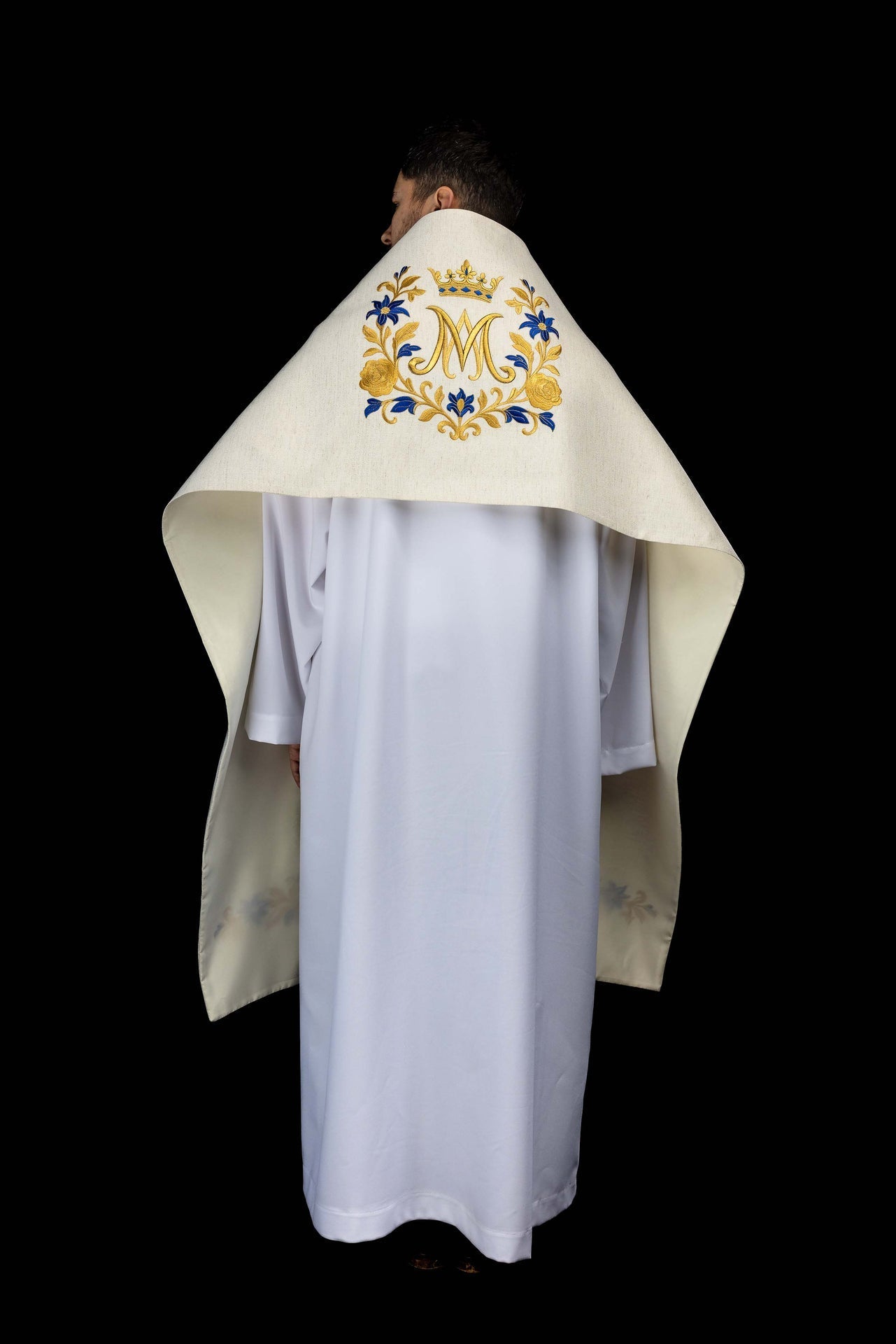 Embroidered humeral veil with a Marian symbol LE/4045/05 - CHASUBLES.COM