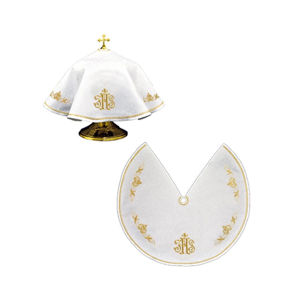 Embroidered round can veil with IHS motif KWE/049/C/04 45cm BIAŁY - HAFTINAUSA.COM