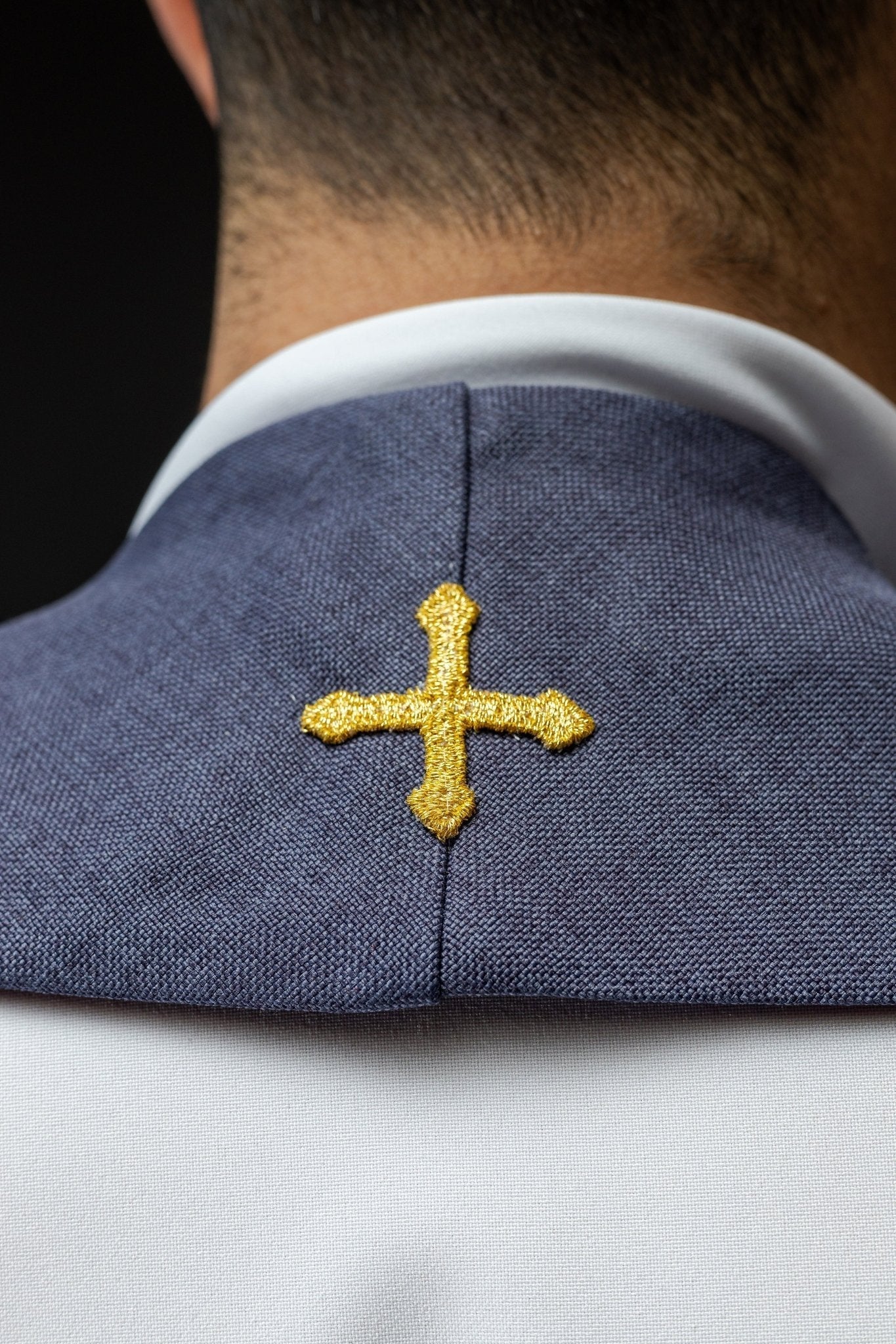 Embroidered stole for Lent with crosses – purple S - 2056 - 03 - 70 - HAFTINAUSA.COM