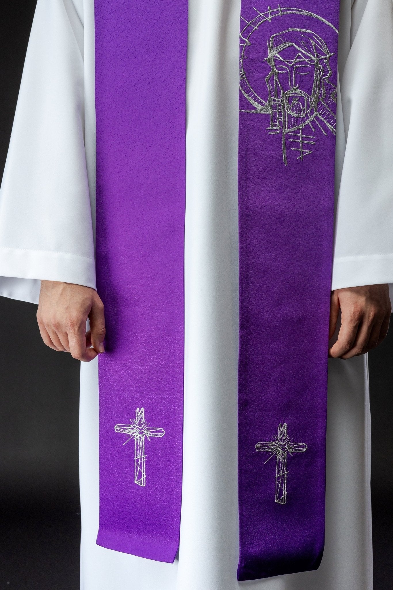 Embroidered stole for Lent with Jesus S - 2060 - 03 - 43 - HAFTINAUSA.COM