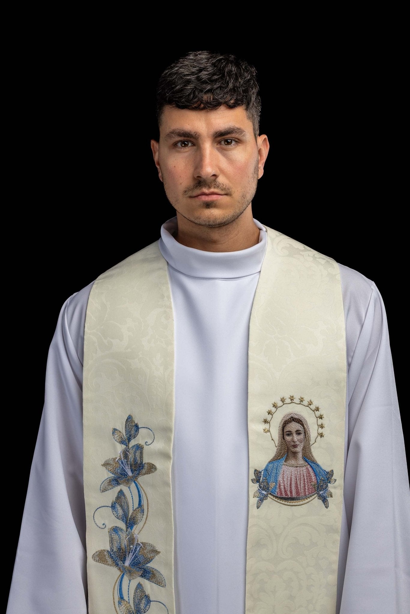 Embroidered stole with the image of Our Lady of Medjugorje KSW2/003/05/81 - CHASUBLES.COM