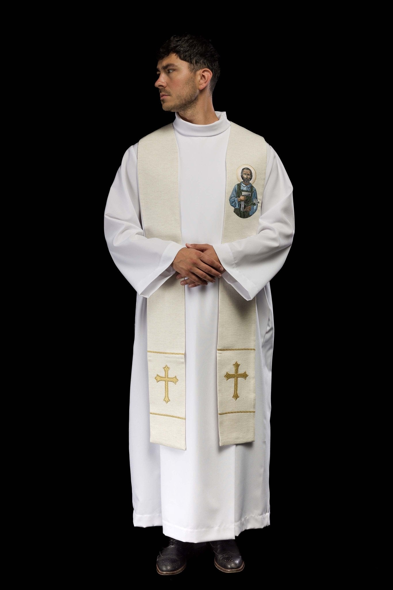 Embroidered stole with the image of Saint Joseph the Worker KSW2/011/05/49 - CHASUBLES.COM