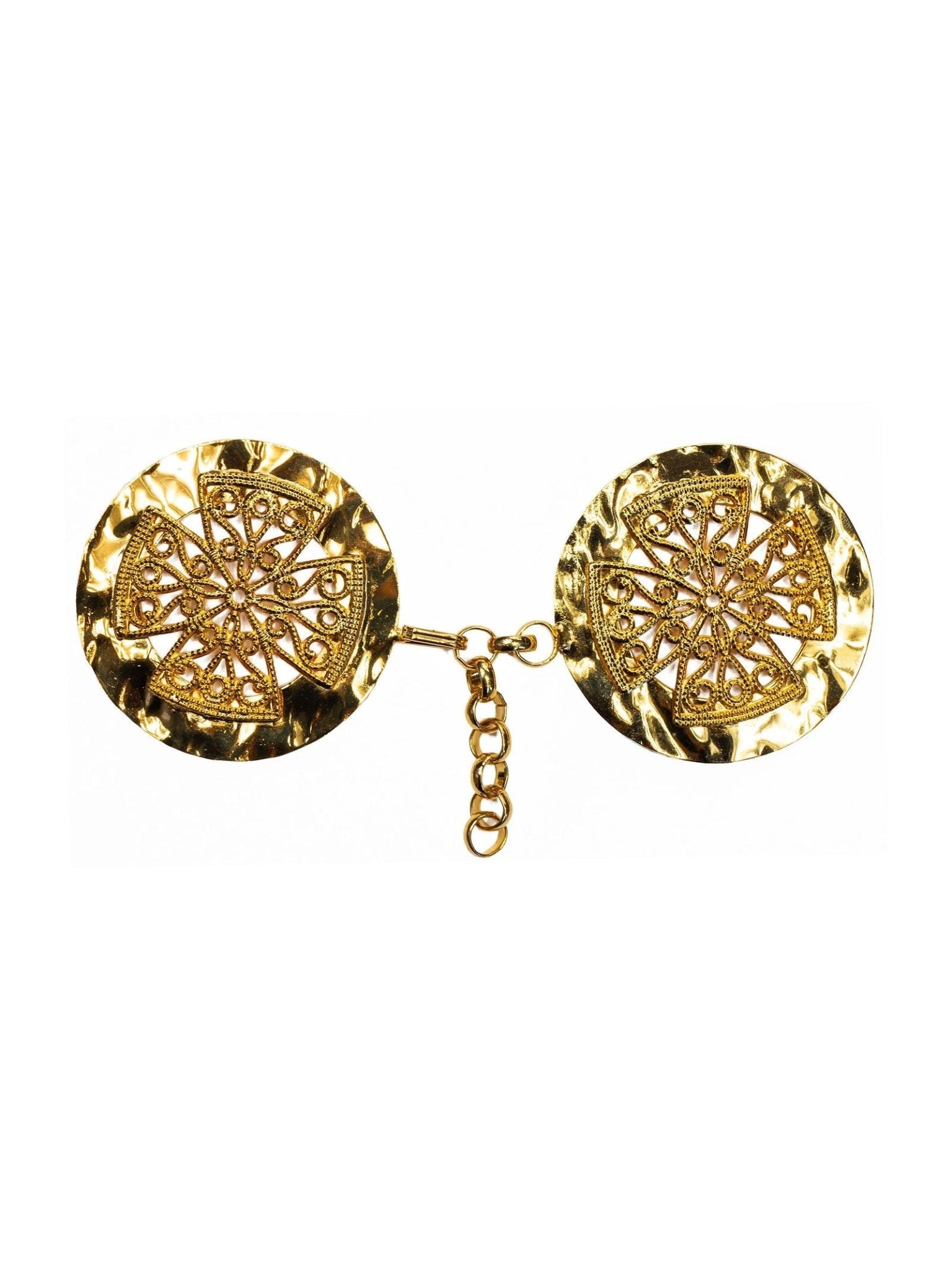 Golden clasp for liturgical vestments with a cross symbol KZP/003 - HAFTINAUSA.COM